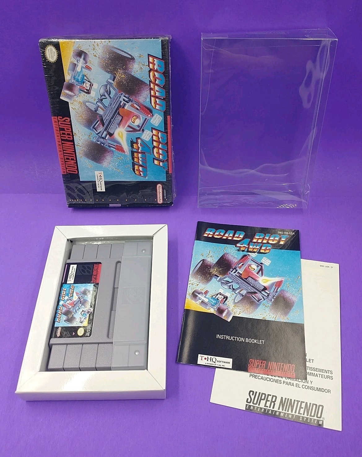 TESTED Road Riot 4WD (SNES, 1992) Still in Partial Shrink Wrap ~ SAFE SHIPPING ~
