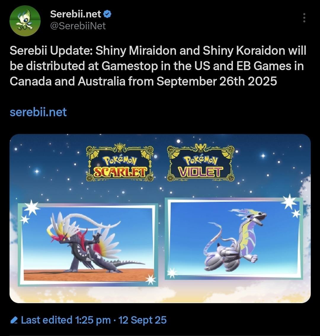 Pokemon Scarlet/Violet✨SHINY KORAIDON & MIRAIDON Evęnt Ver. Both Tradę/No Code!!