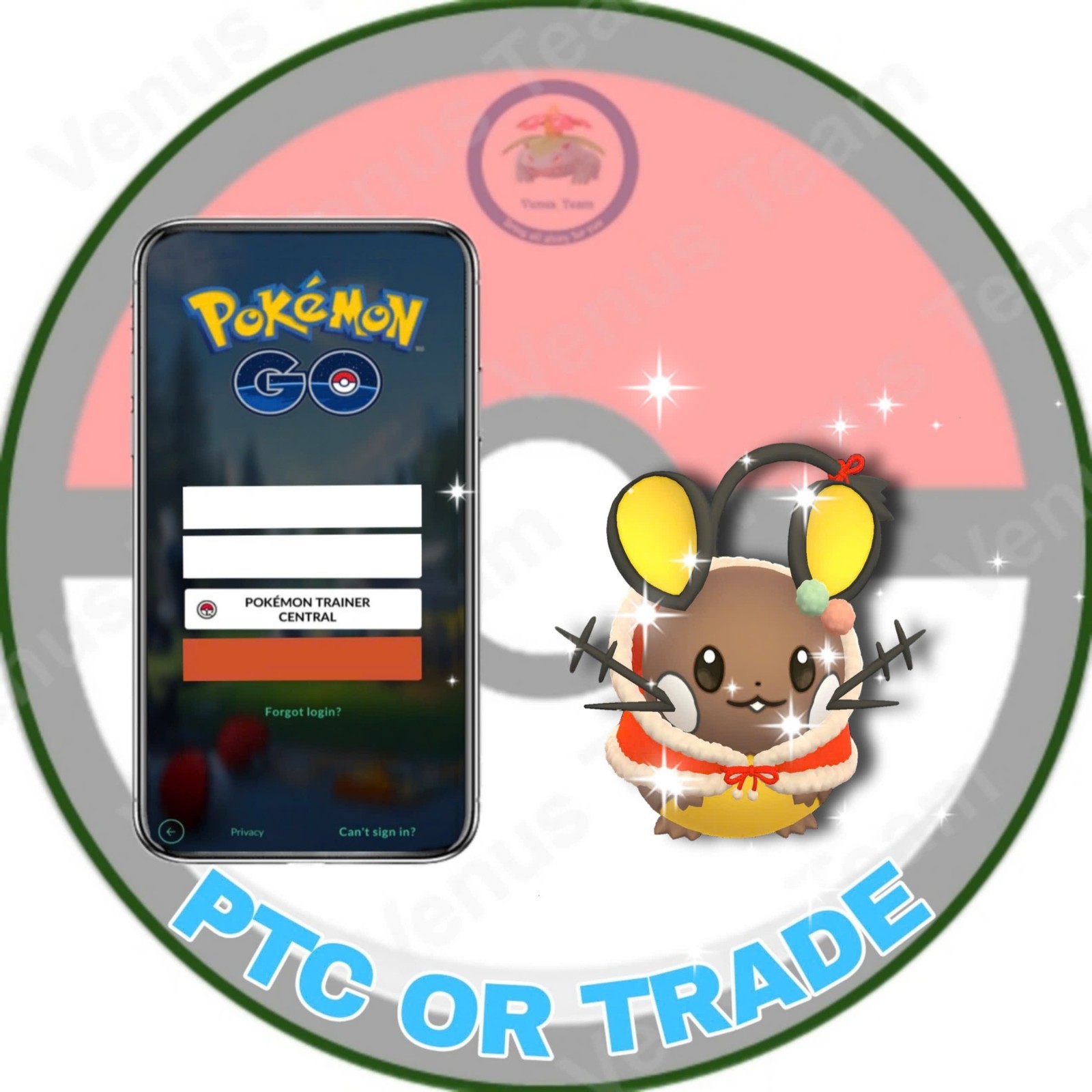 Pokémon Go ✨ Shiny Dedenne Holiday Attire ✨ PTC 80K OR 1Mil Dust