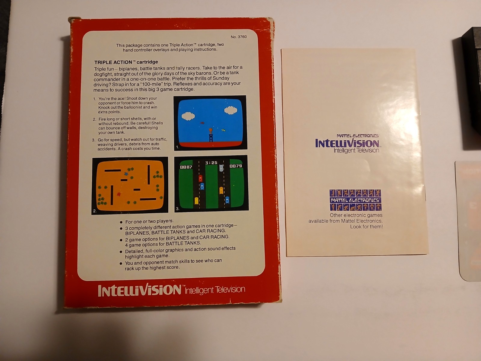 Triple Action Intellivision CIB Complete in Box w Overlays Tested Works