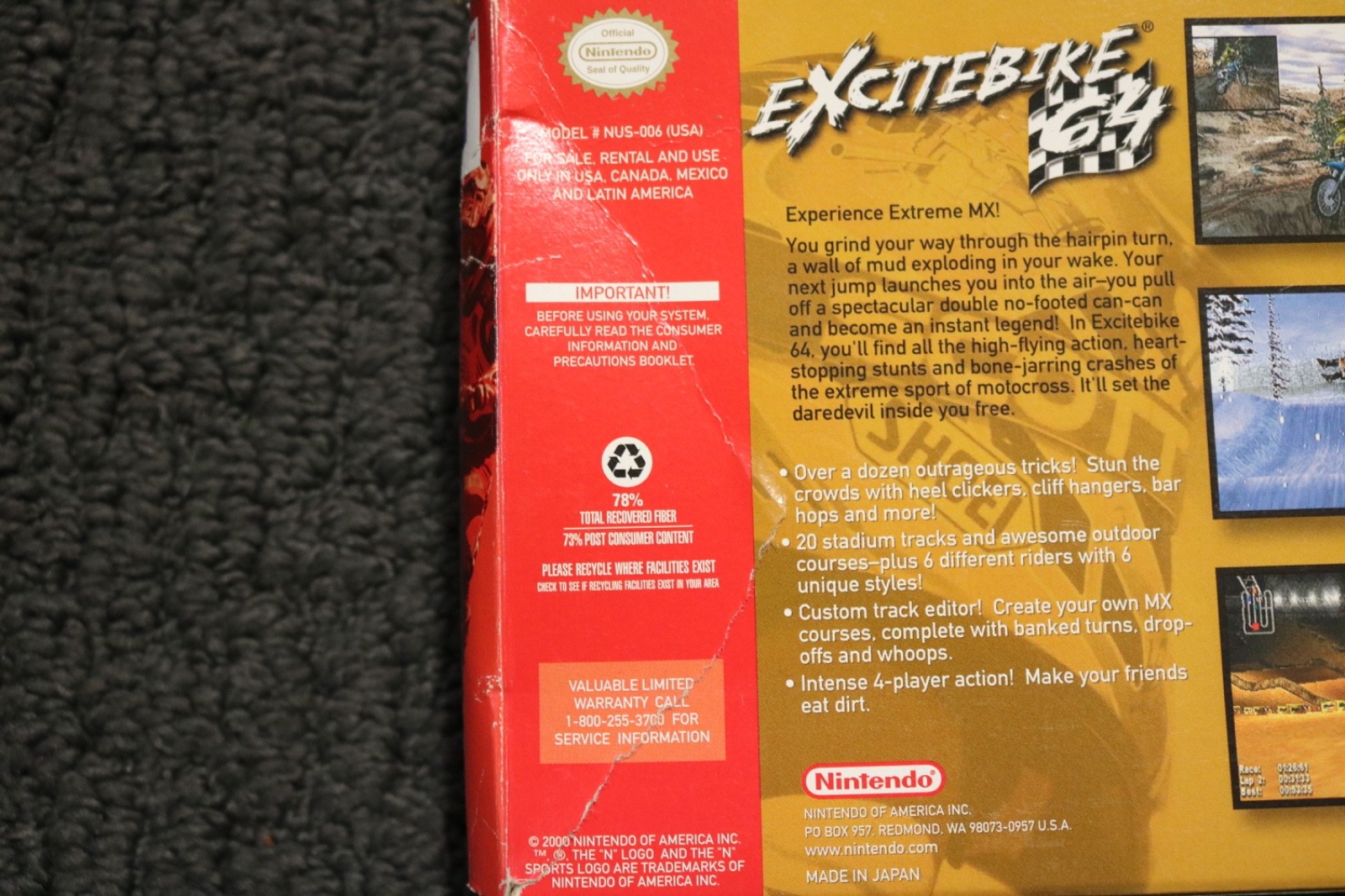 Excitebike 64 Nintendo 64 2000 Cartridge and Box No Manual