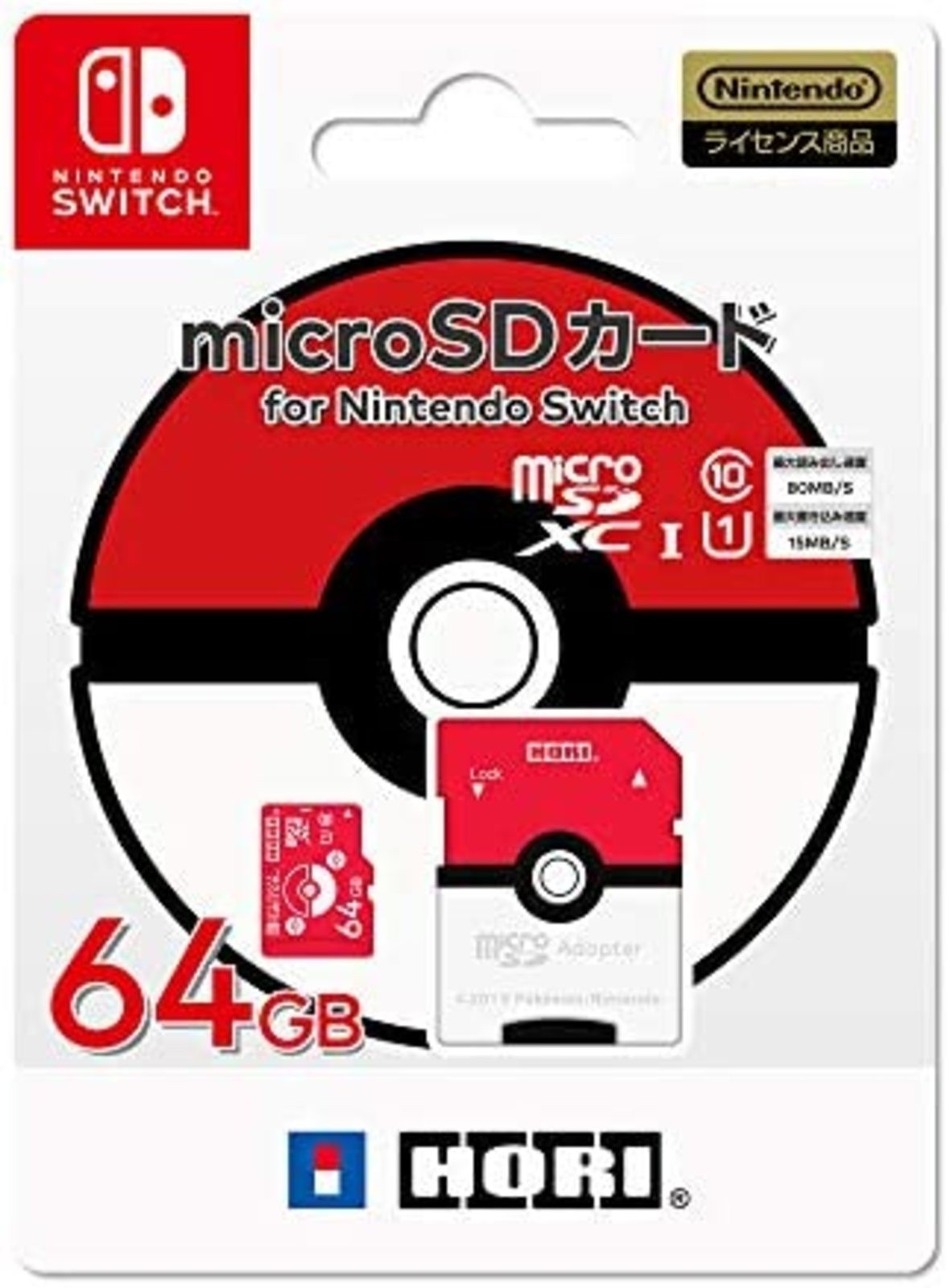 HORI Nintendo Switch Micro SD Card 64GB Pocket Monster Monster Ball F/S w/Track#