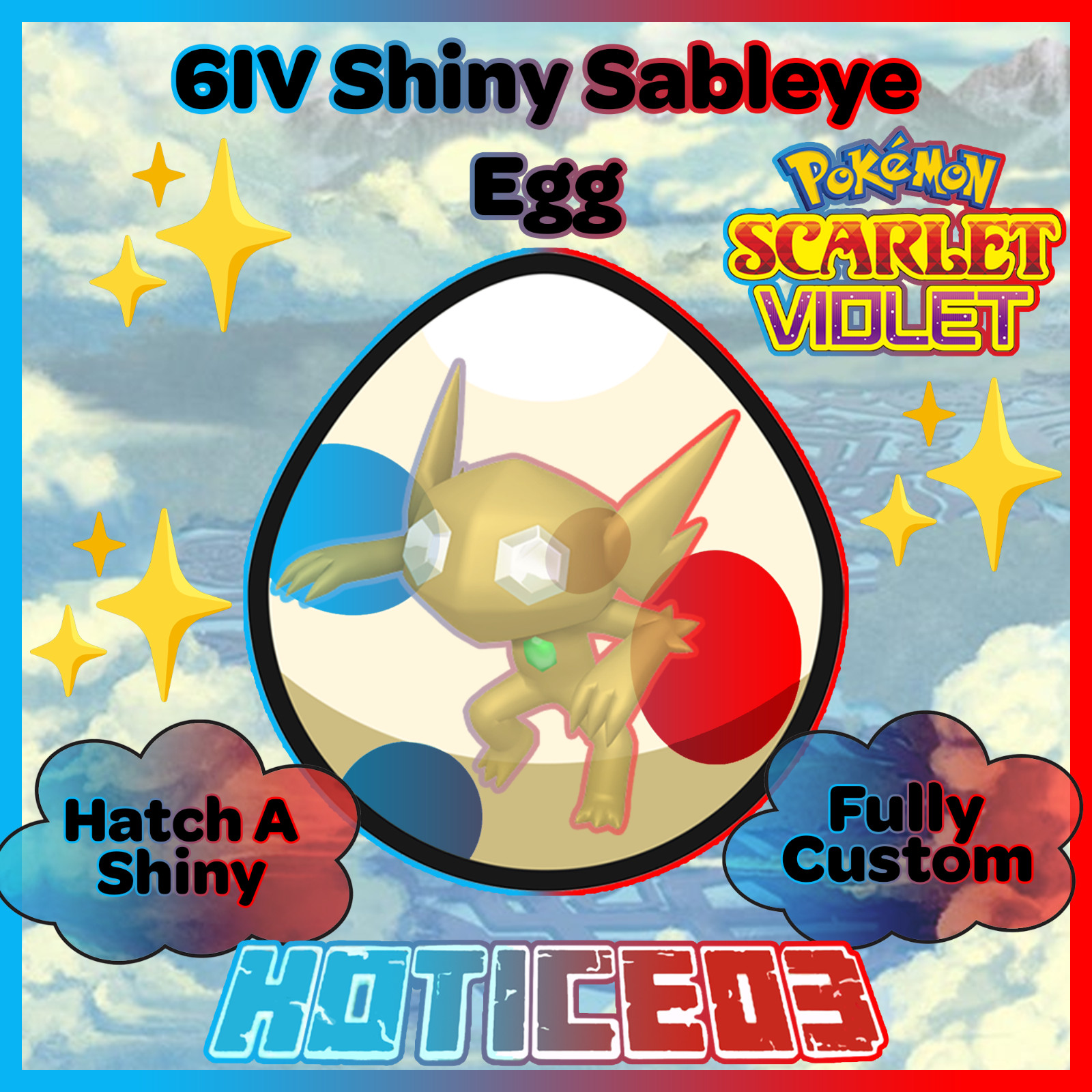 Sableye ✨ SHINY 6IV EGG ✨ Pokemon Scarlet & Violet ✨ TEAL MASK DLC ✨