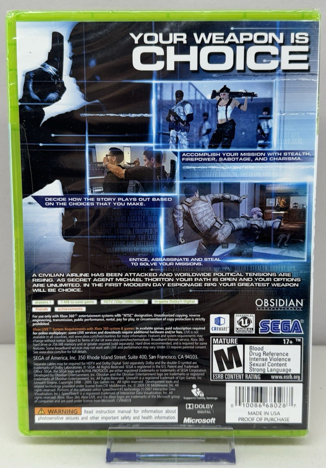 Alpha Protocol The Espionage RPG (XBOX 360) New Factory Sealed CIB Video Game