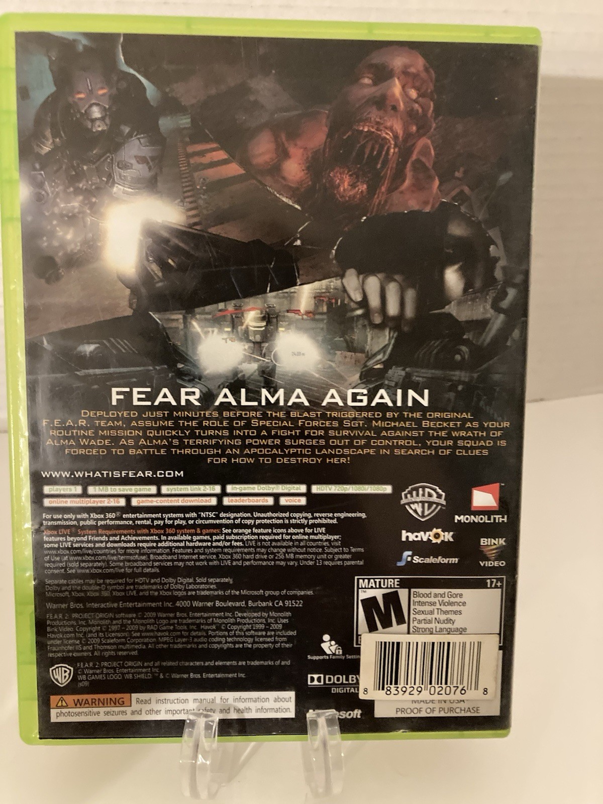 Project Origin: Fear 2 – Microsoft Xbox 360. Tested And Working. No Manual