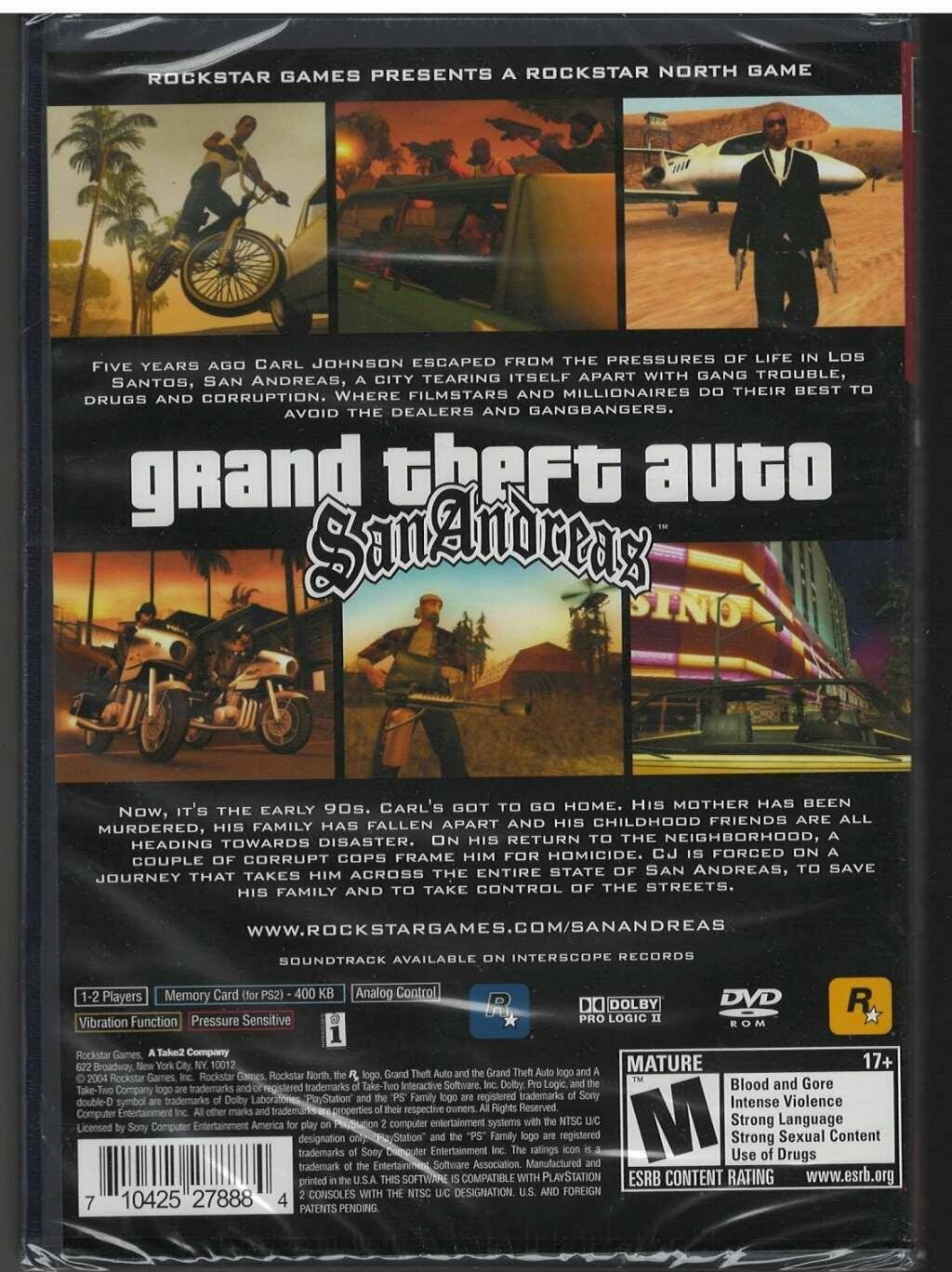 Grand Theft Auto: San Andreas (Greatest Hits) PS2 (Brand New Factory Sealed US V
