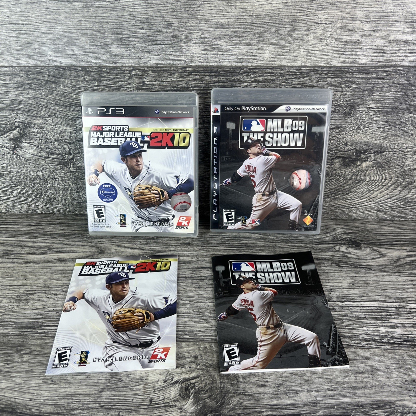 Lot Major League Baseball 2K10 & MLB 09 “The Show” PS3 PlayStation 3 + Manuals