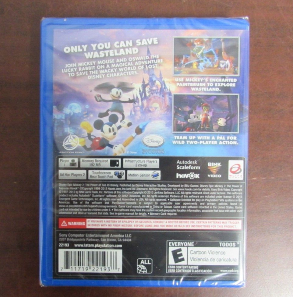 NEW PSVITA DISNEY EPIC MICKY 2 THE POWER OF TWO GAME (12F)