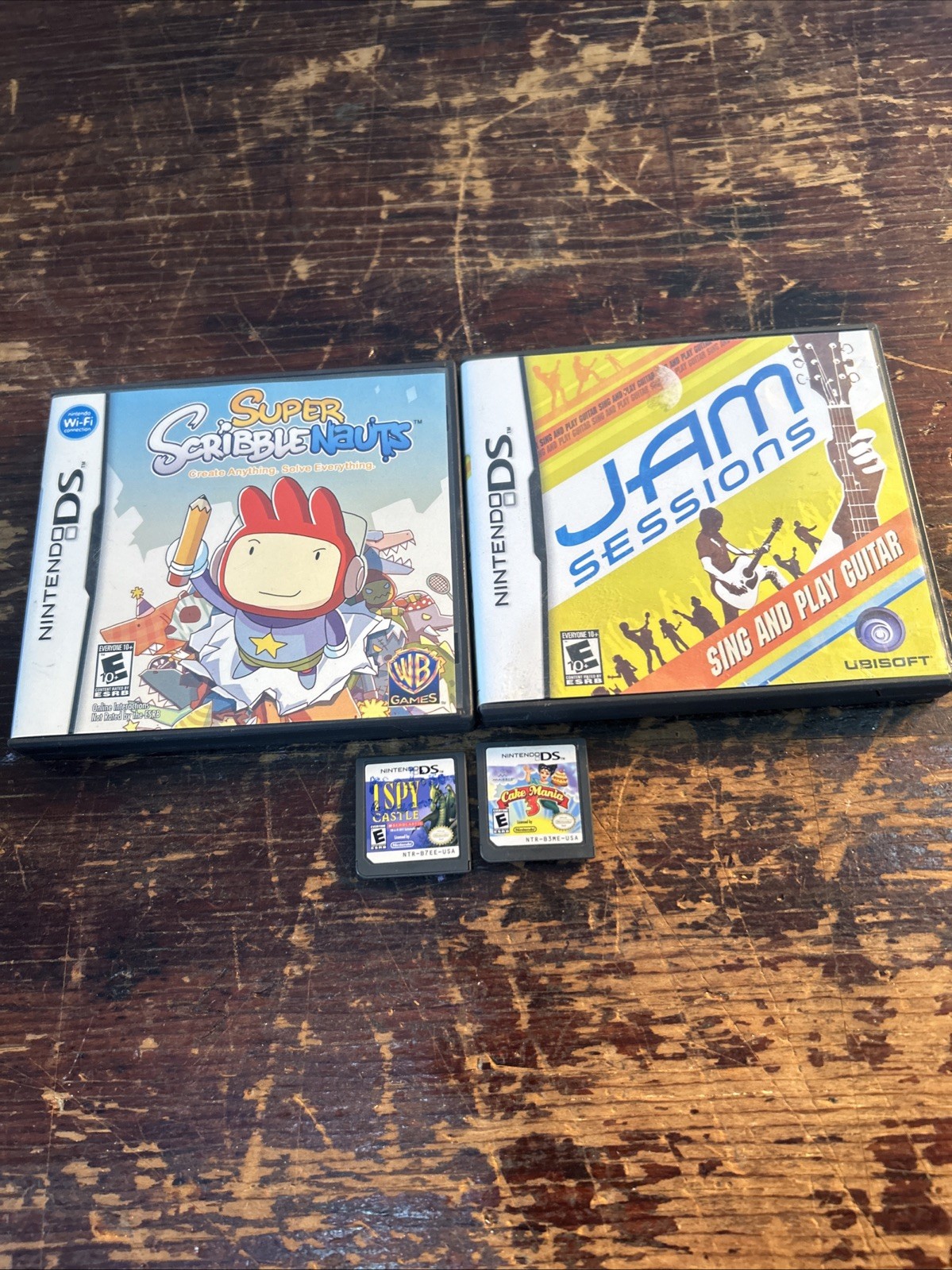 Nintendo DS Game Lot Cake Mania 3, Jam Sessions, I Spy, Scribblenauts