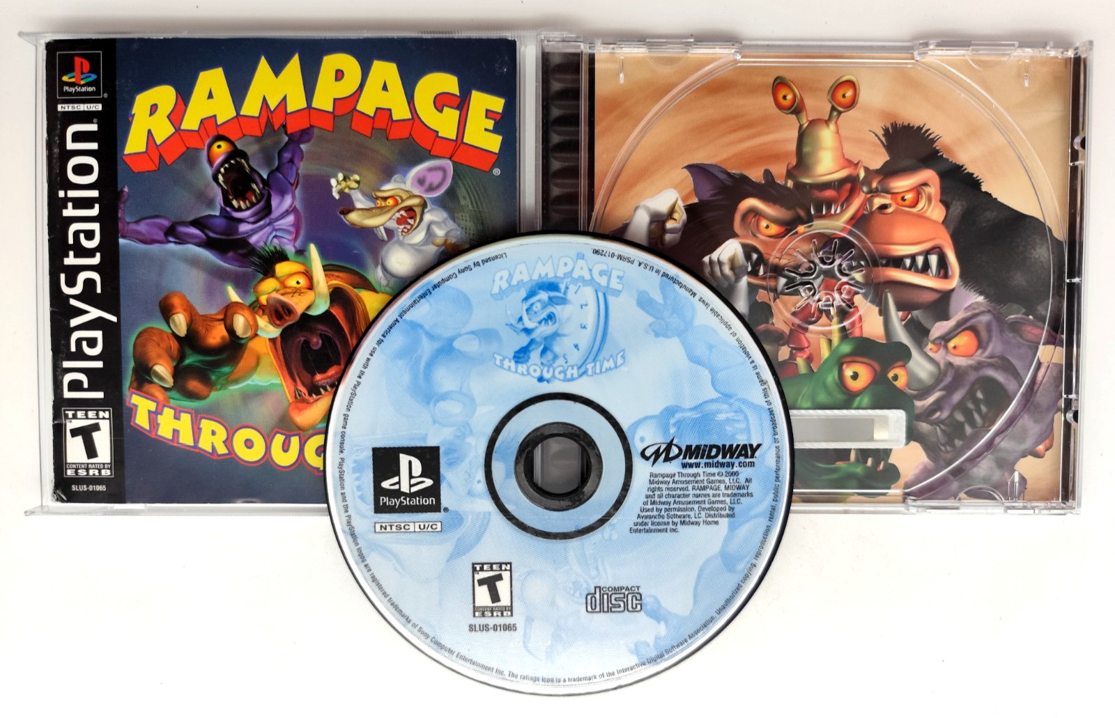 Rampage Through Time (Sony PlayStation 1 PS1, 2000) COMPLETE CIB Tested +Reg. Cd