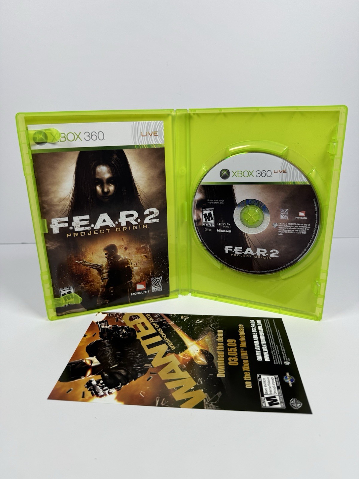F.E.A.R. 2: Project Origin (Microsoft Xbox 360, 2009) Complete