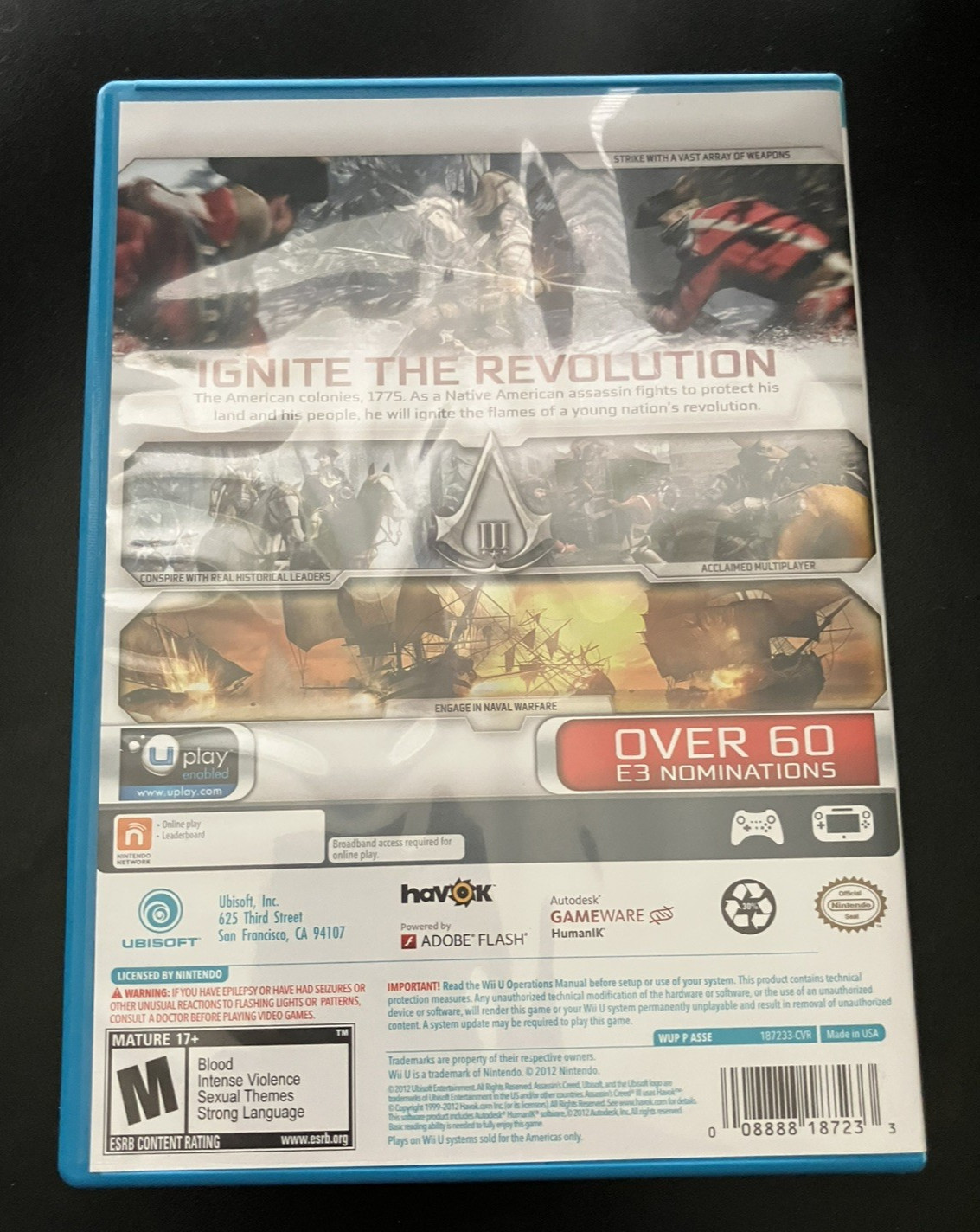 Assassin’s Creed III (Nintendo Wii U, 2012) (Very Good Condition) (CIB)