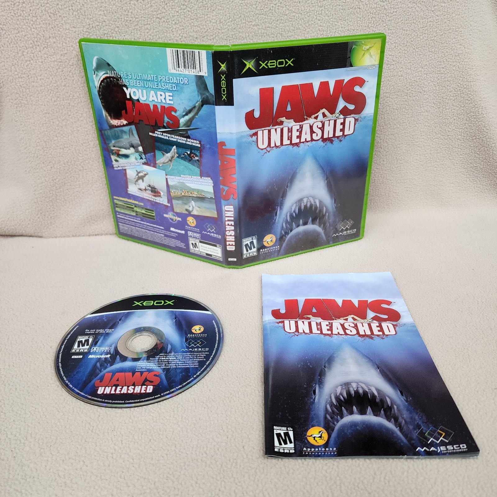 Jaws Unleashed Microsoft Xbox 2006 Complete CIB Cleaned Tested FAST SHIPPING!