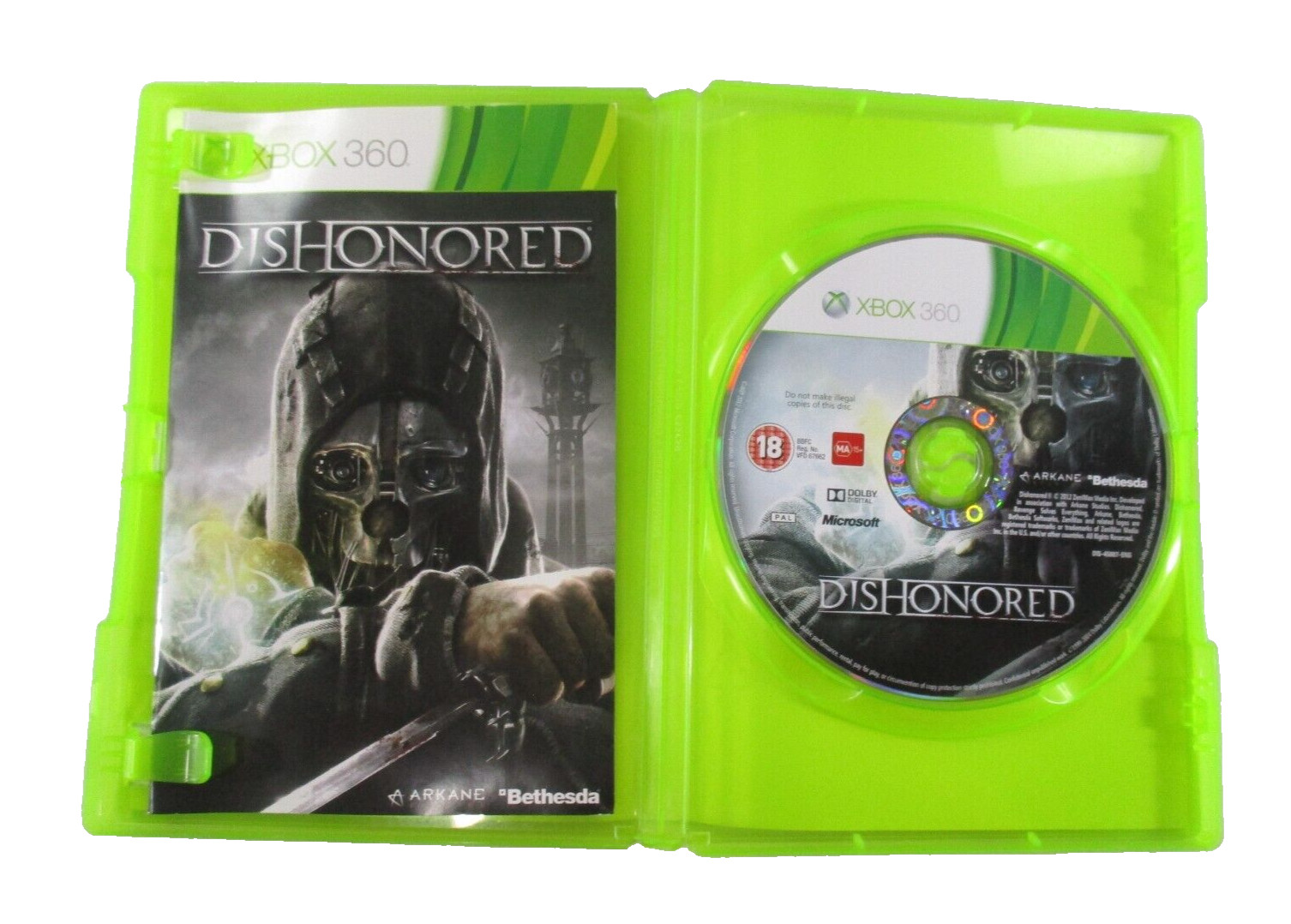 Dishonored XBOX 360 MA15+ PAL R4 2012 Epic Games + Manual Tested