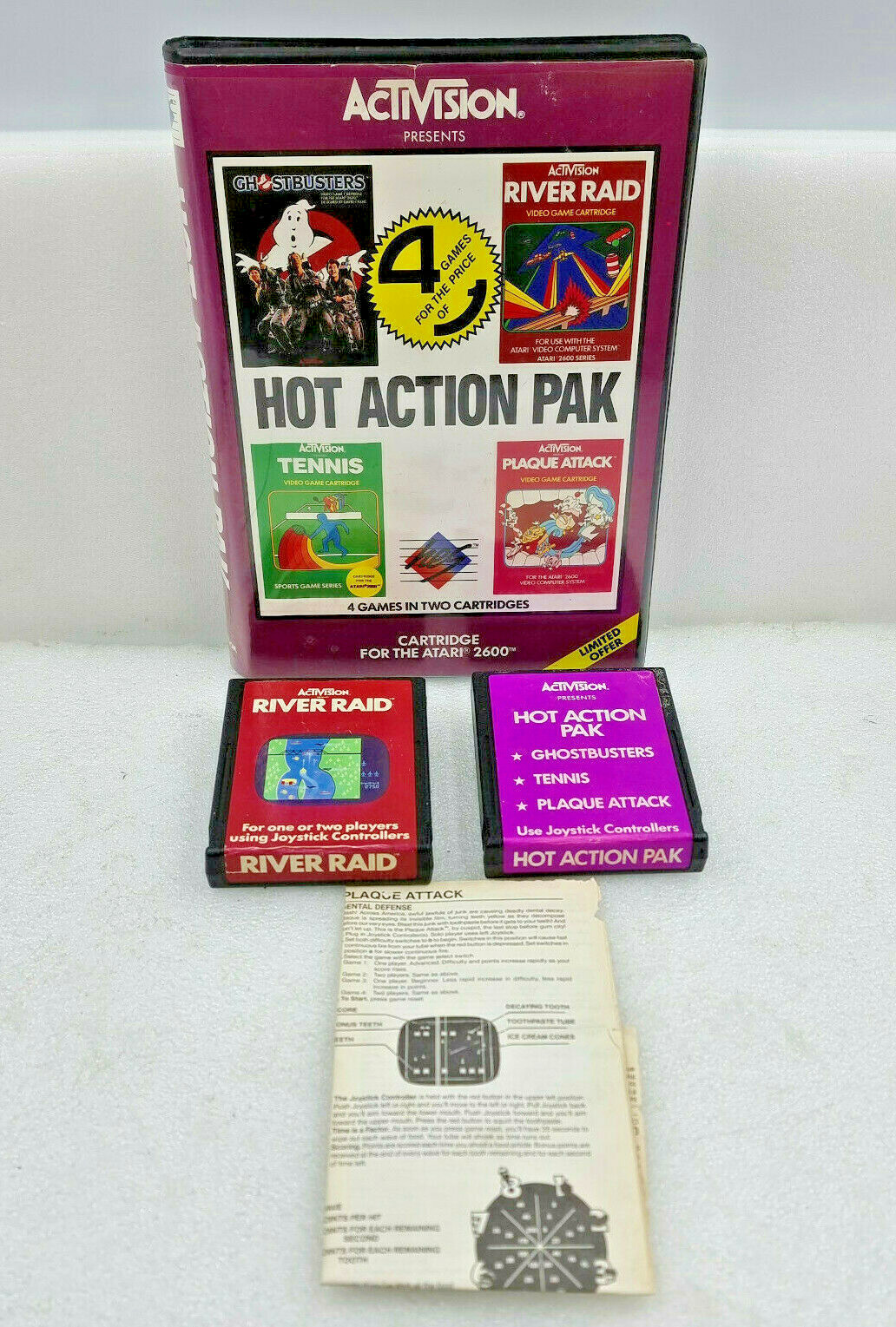 VGC Atari 2600 HOT ACTION PAK Activision 4 Games Manual Included Ghostbusters