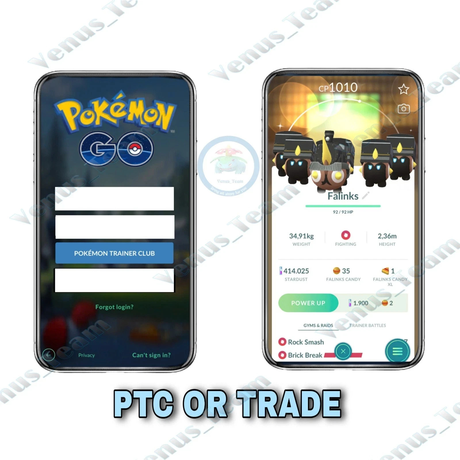 Pokémon Go ✨ Shiny Falinks Train Conductor ✨ Mini PTC 80K Dust OR 1Mil Dust ✨