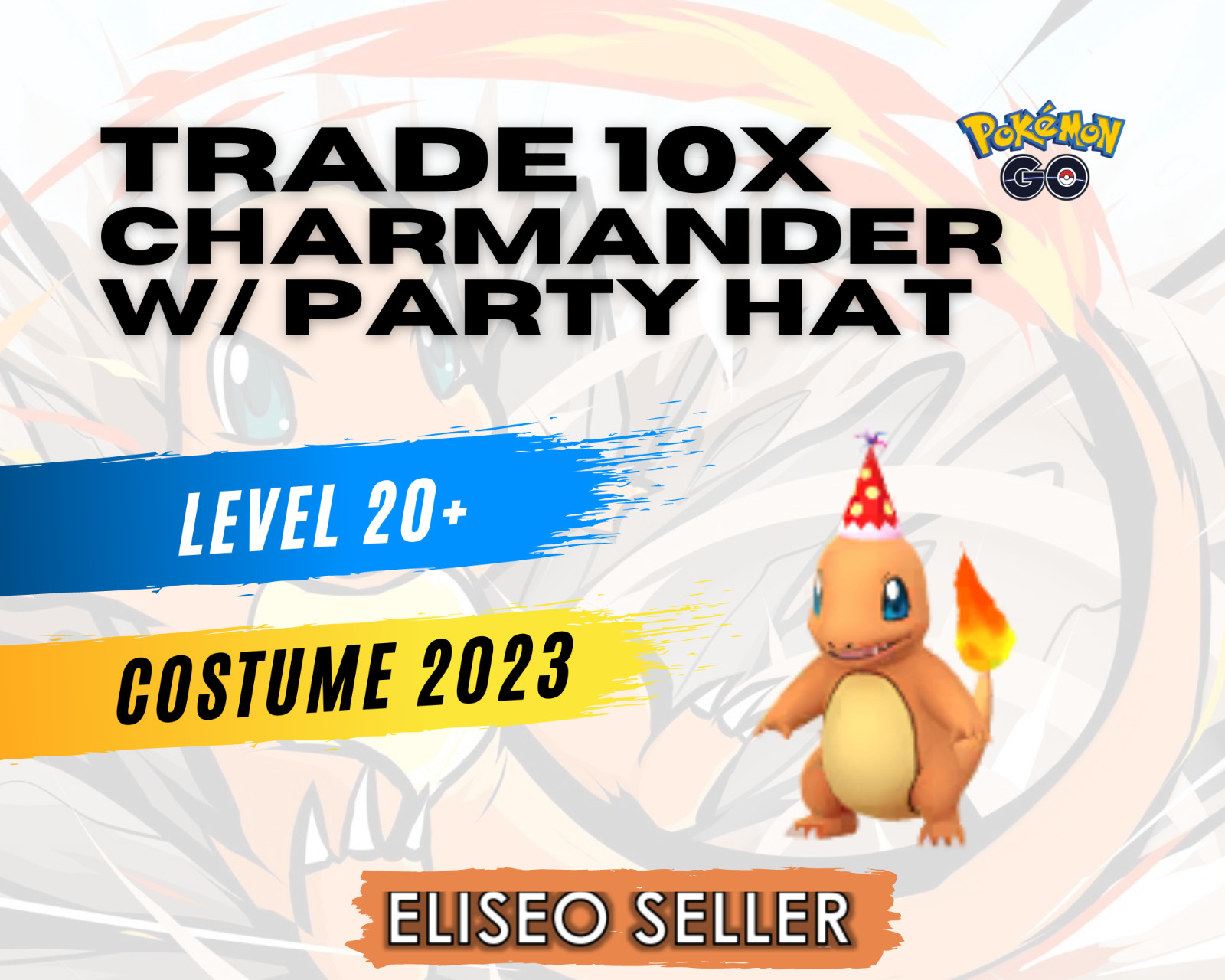 Charmander x10 Pokémon GO – Trade Pokemon Charmander Party Hat x10 GO – Costume