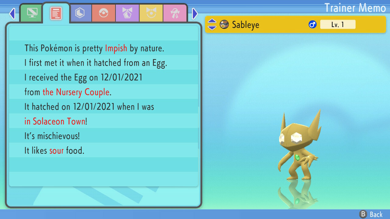 💎Shiny/Non-shiny Sableye 6IV💎Brilliant Diamond/Shining Pearl (💯Legal)