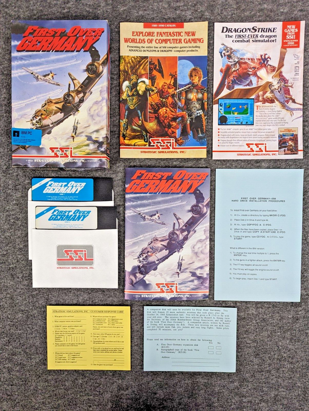 First Over Germany IBM PC 5 1/4 Disk 306th Bomb Group Simulator PC Game 1988 EUC