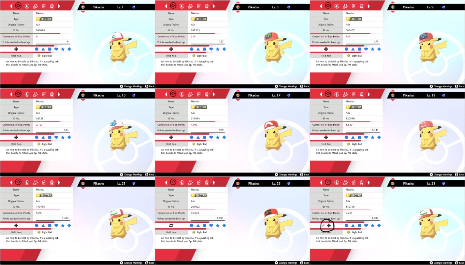 Non Shiny + Shiny** 6IV Cap Pikachu – Individuals or Set x9 Pokemon Sword/Shield