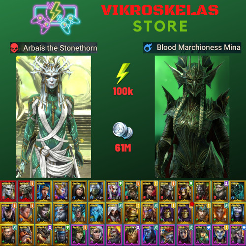 Raid Shadow Legends | Starter with 2 Mythical – Arbais and Mina : 100k energy