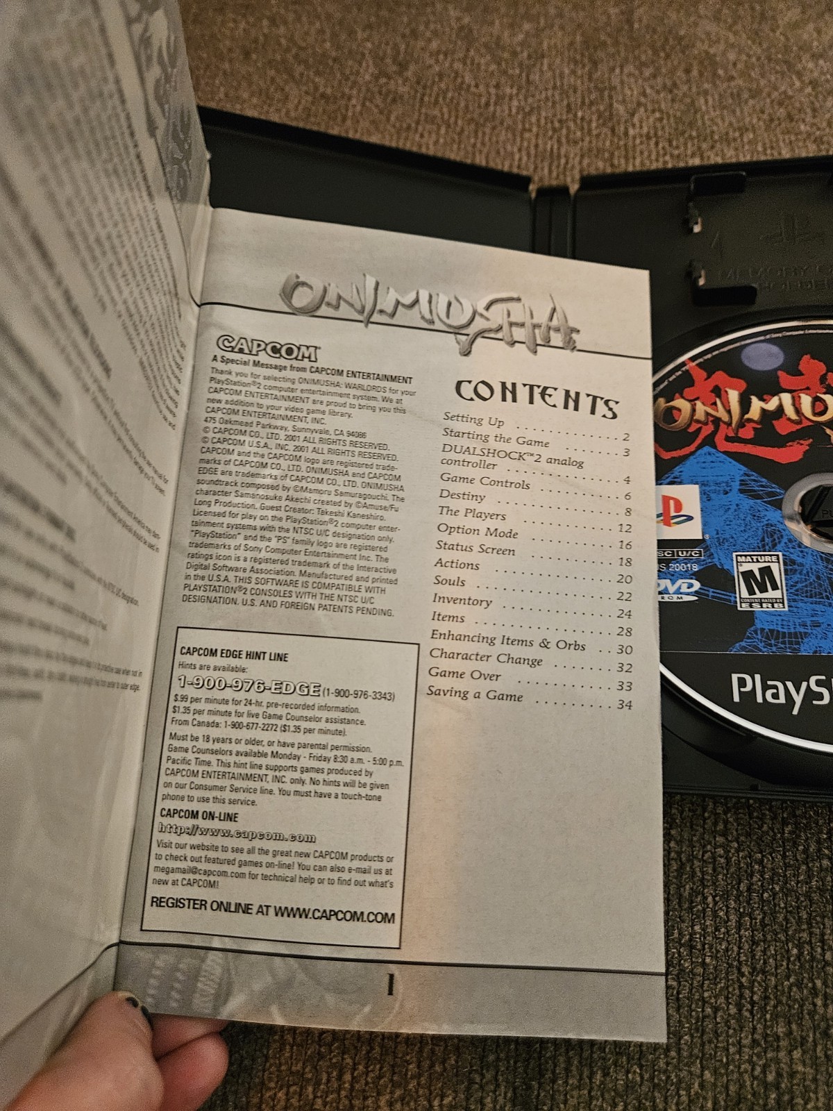 Onimusha Warlords Sony Playstation 2 PS2 VideoGame Retro Collectible Capcom RARE