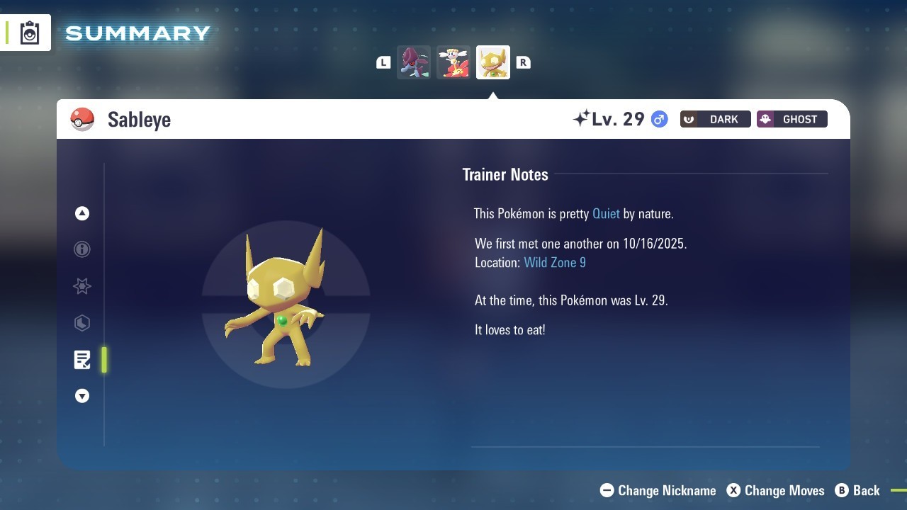 Shiny Sableye Lv. 29 Comes With Master Ball Pokémon Legends Z-A Pokemon ZA PLZA