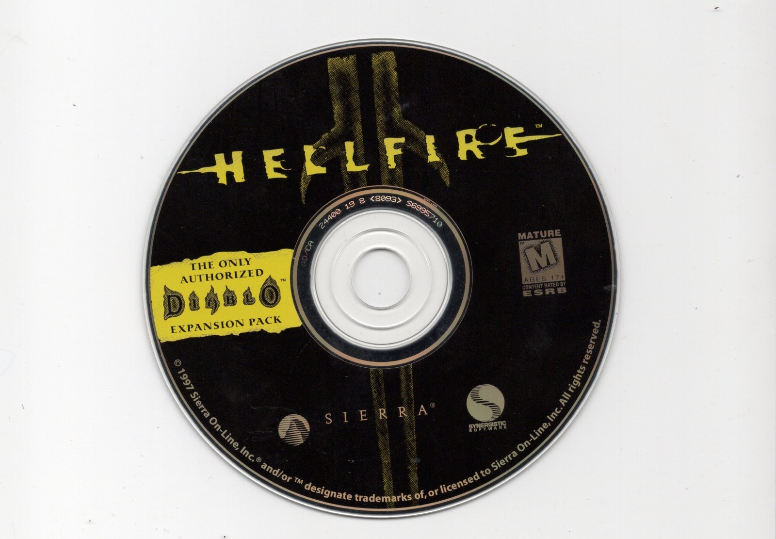 Hellfire: Diablo Expansion Pack (PC, 1997) Disc Only Loose