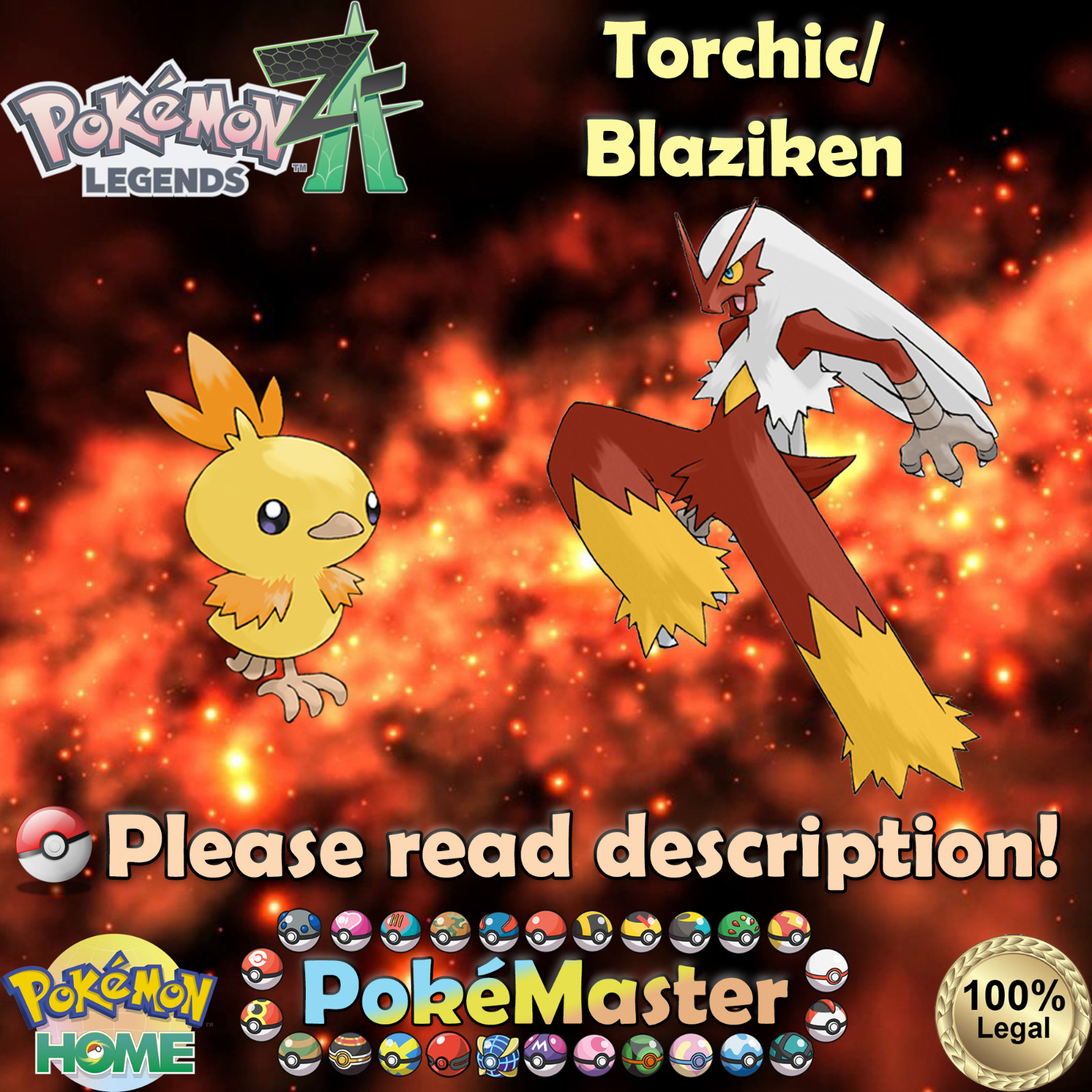 💚Shiny Non-shiny Alpha Torchic Blaziken 6IV💚Pokémon Legends: Z-A (💯Legal)