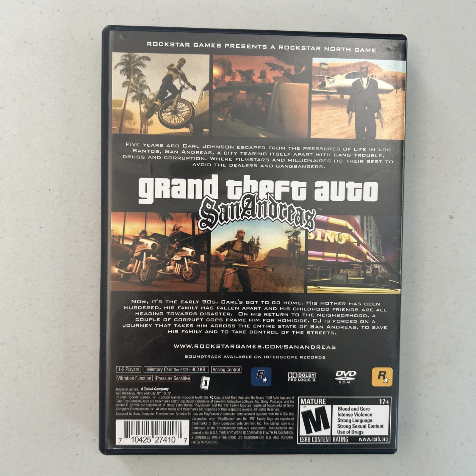 Grand Theft Auto San Andreas PS2 Sony PlayStation 2 w/ Manual Tested Black Label