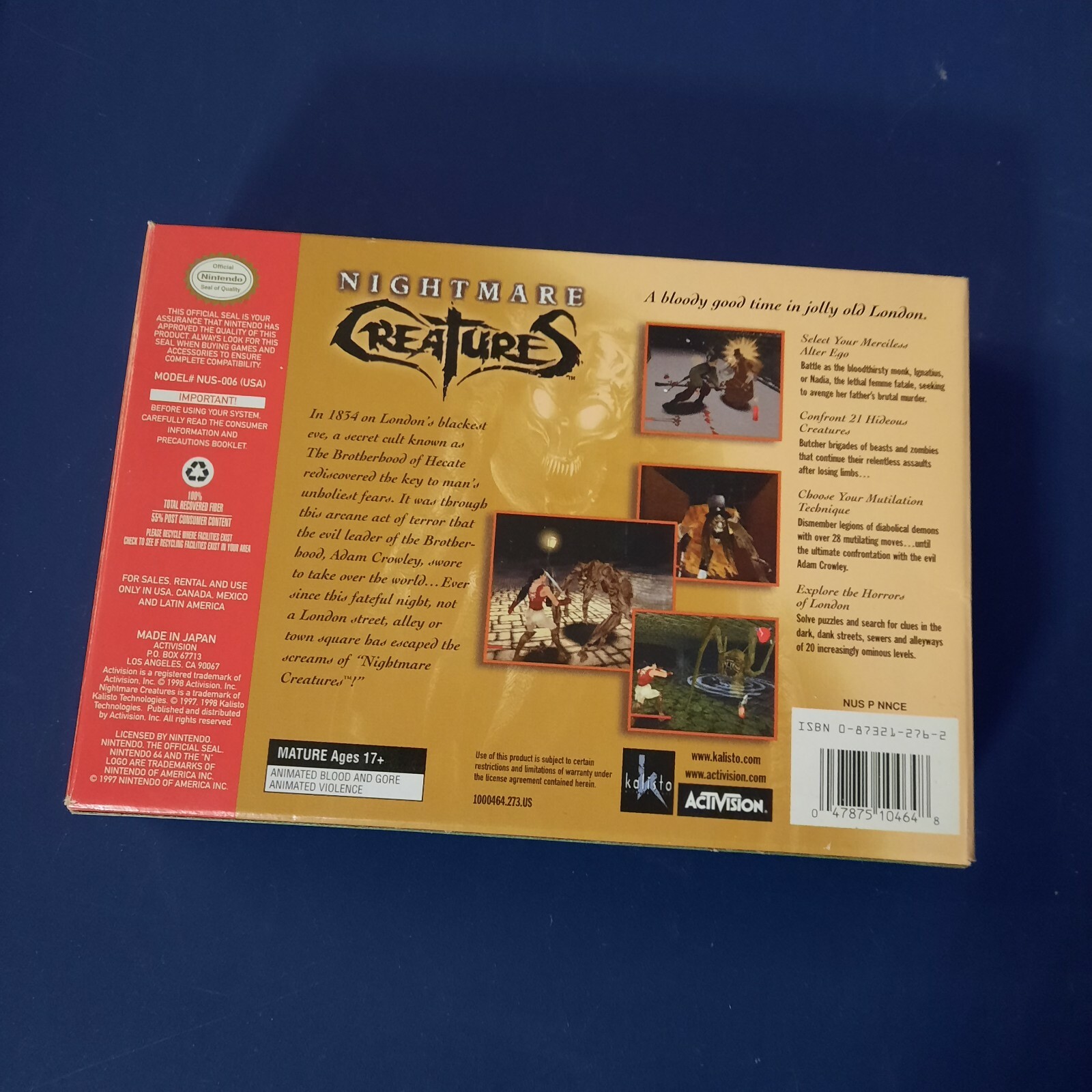 Nightmare Creatures (Nintendo 64) N64 – CIB- AUTHENTIC- RARE- incl manual