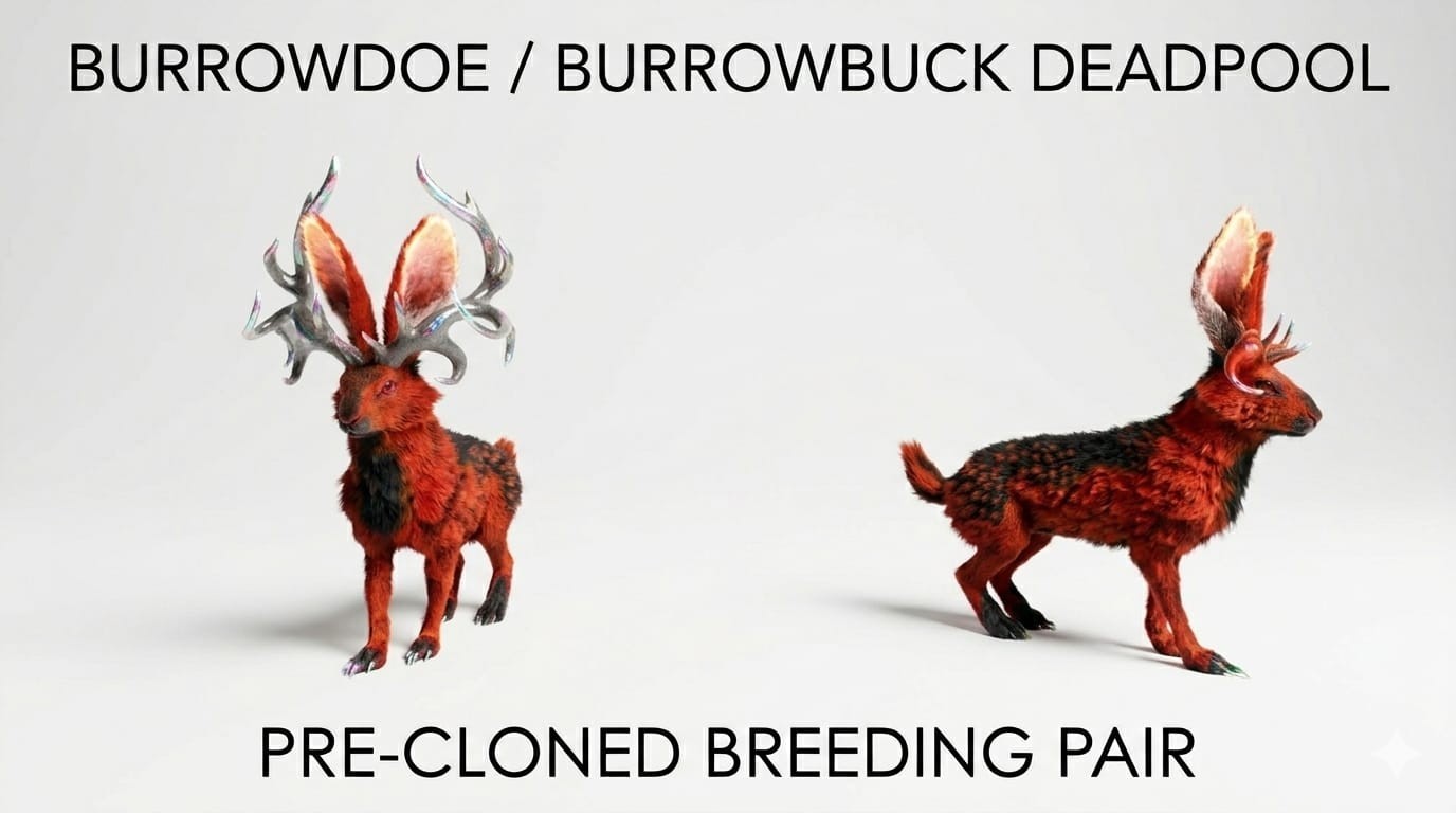 BURROWDOE BURROWBUCK Pre-Cloned Ark Survival Ascended Official PVE PC/XBOX/PS5