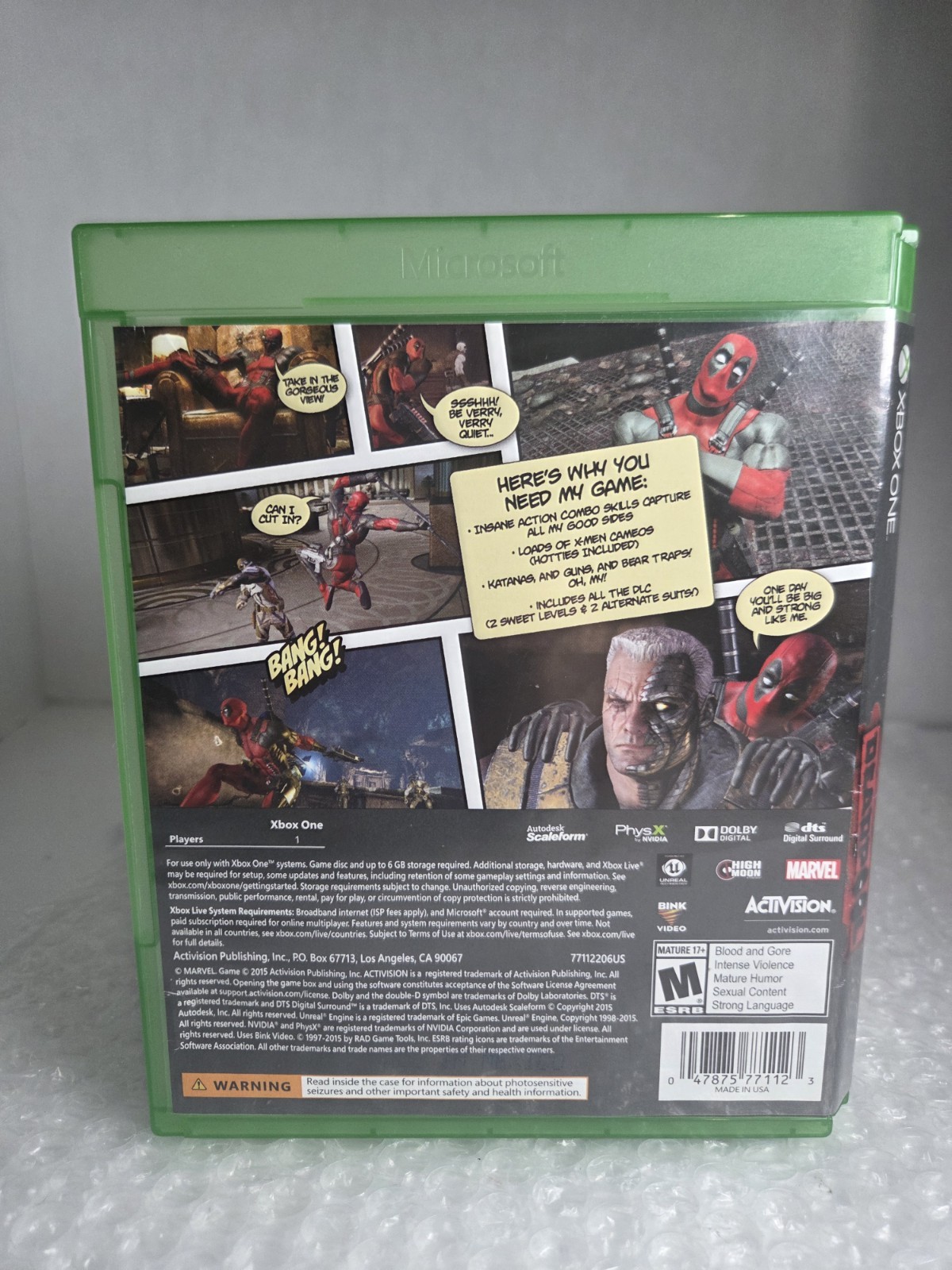 Deadpool Microsoft Xbox One 2015 Complete In Box CIB Tested Marvel High Moon OEM