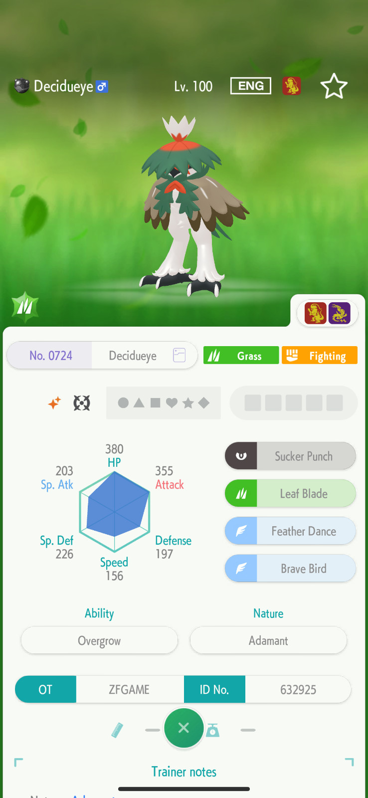 ✨6IV SHINY Hisuian Decidueye + EVS🚀 POKEMON HOME✨Champions✨Online delivery⚡