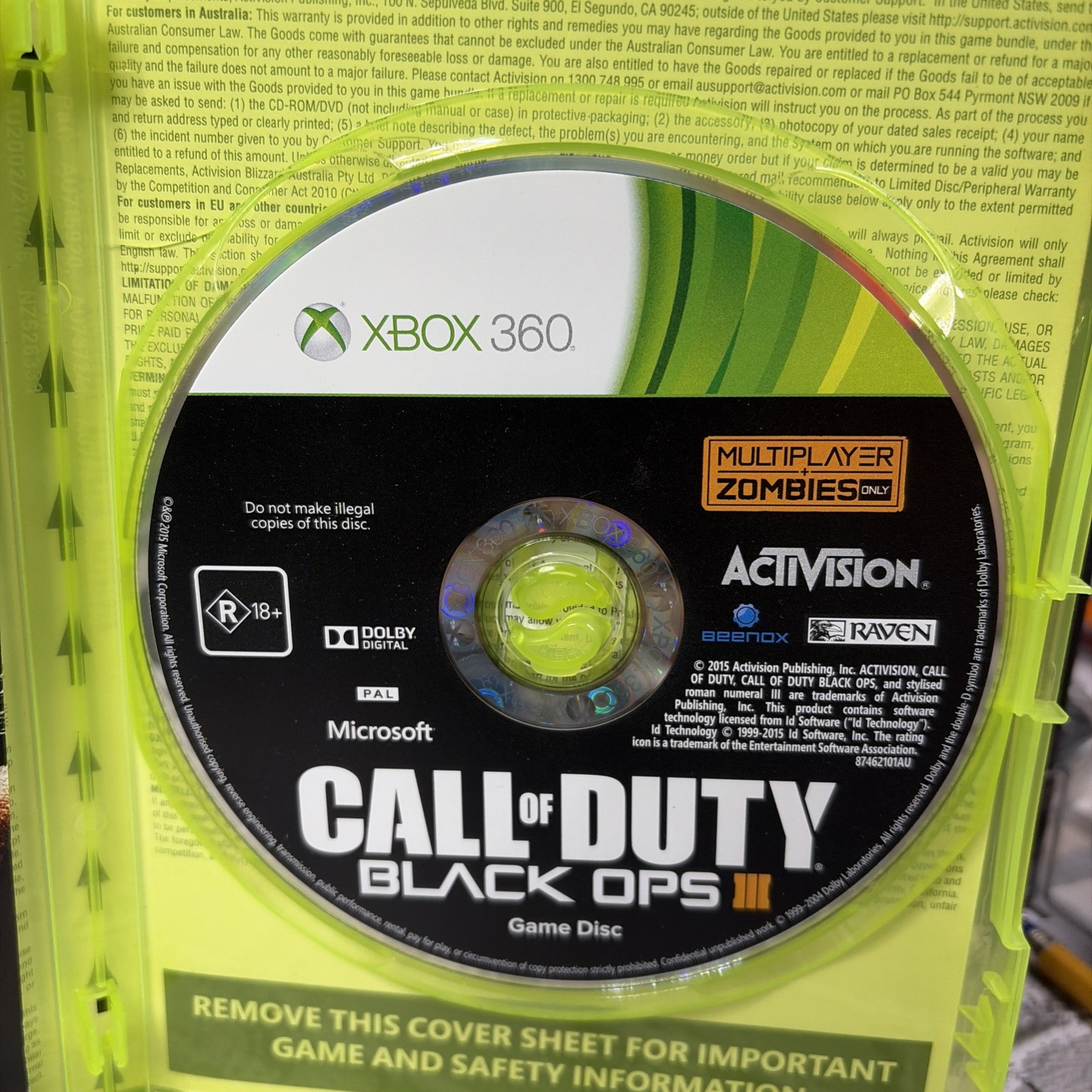 Call of Duty Black Ops 3-(Xbox 360 )-PAL-Multiplayer & Zombies Only-Clean