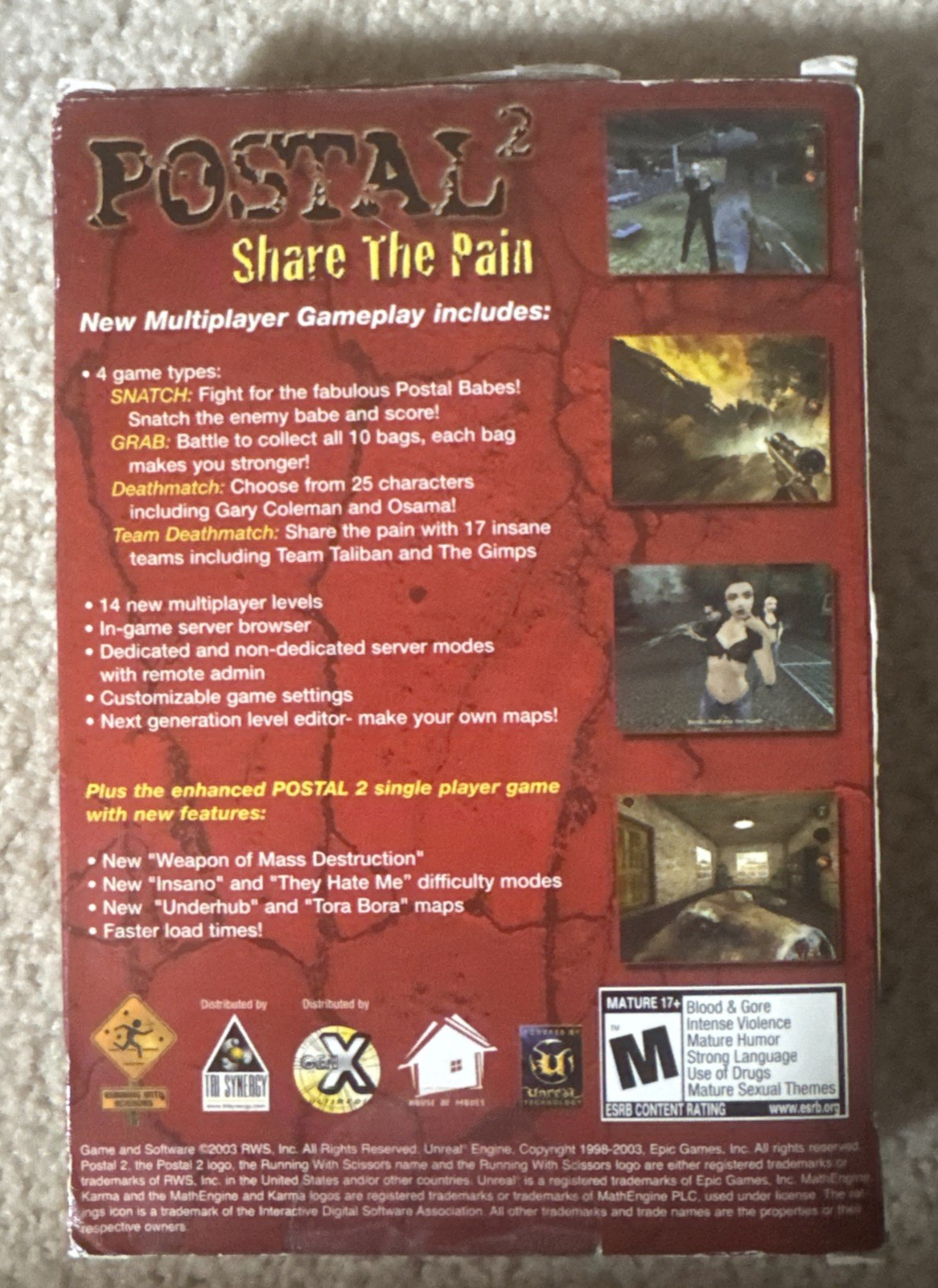 Postal 2 Share the Pain Multiplayer Edition Poster 2 Disc’s 2 Instruction Books