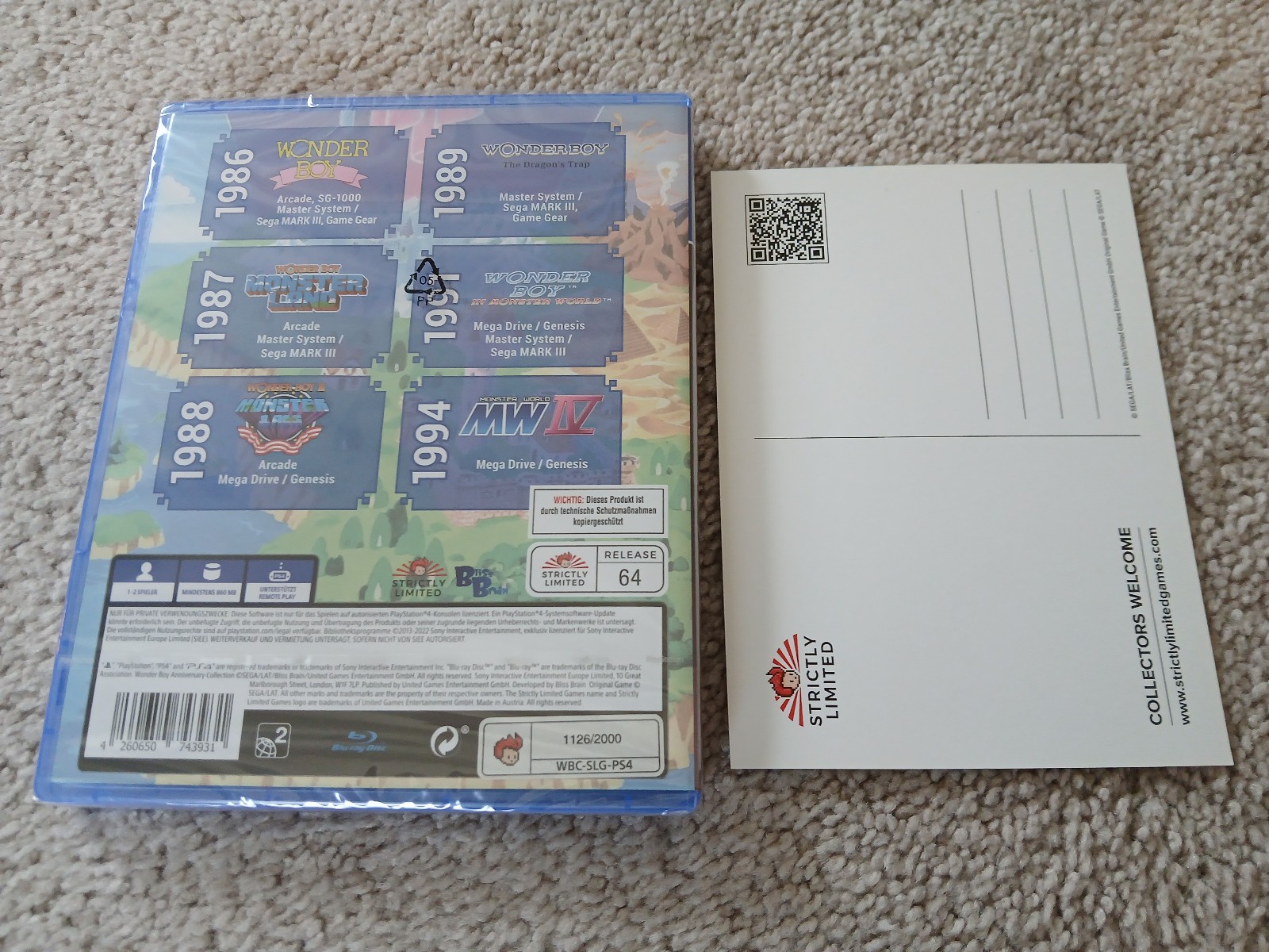 PS4: Wonder Boy Anniversary Collection (Strictly Limited Games) + Postcard NEW
