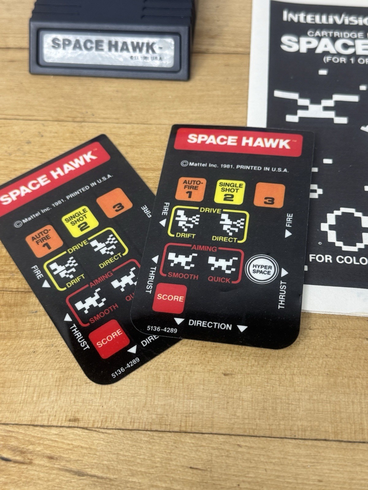 Space Hawk Mattel Intellivision CIB Complete in Box w Overlays Used Video Game