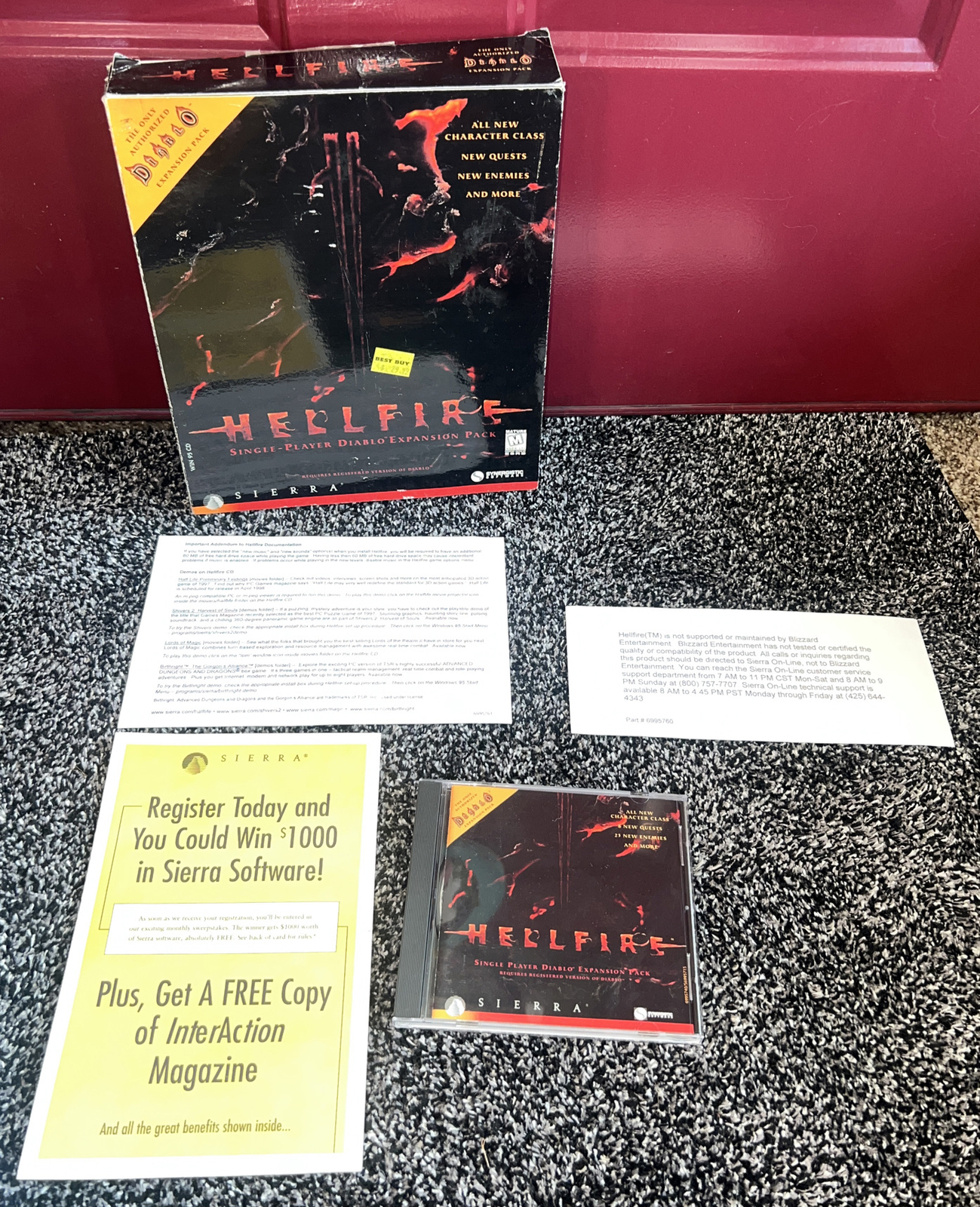HELLFIRE: DIABLO EXPANSION PACK – BIG BOX GAME 1997 SIERRA GOOD Condition USED