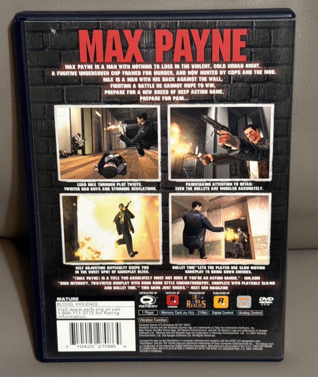 Max Payne PS2 CIB Complete Registration Card Black Label Tested Great Condition