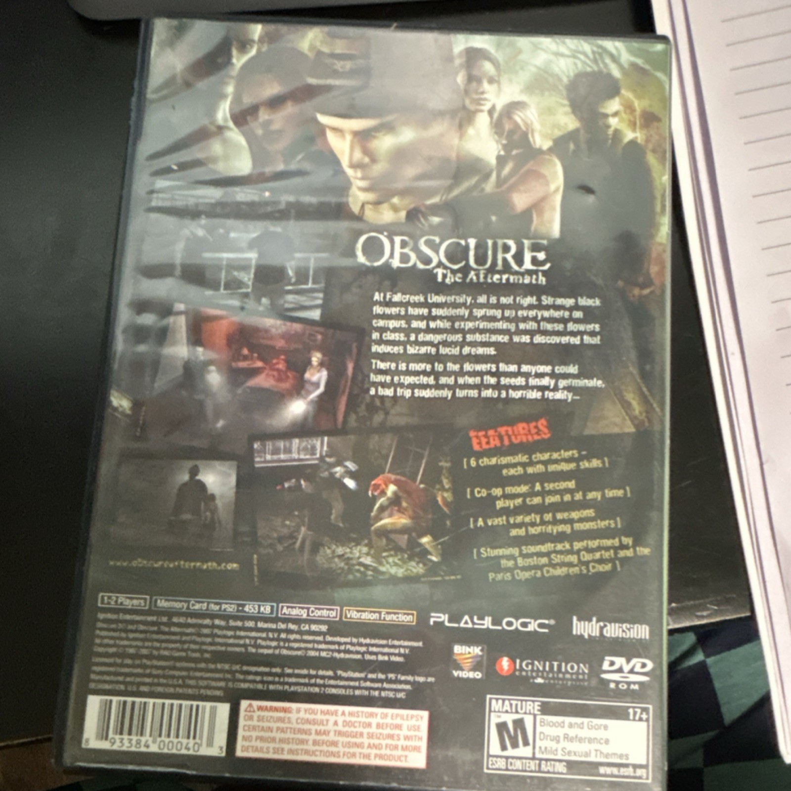 Ignition Obscure: The Aftermath Sony PlayStation 2 NTSC-U/C M