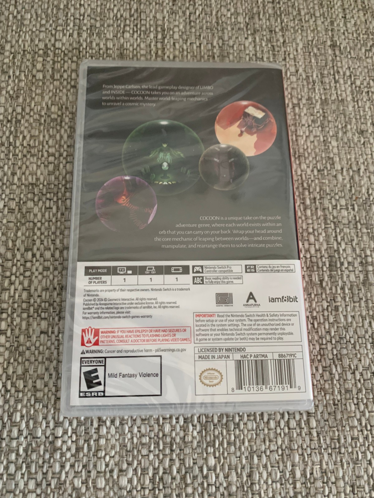 Cocoon Switch Nintendo w/ 5 Orb Art Cards ESRB New Factory Sealed
