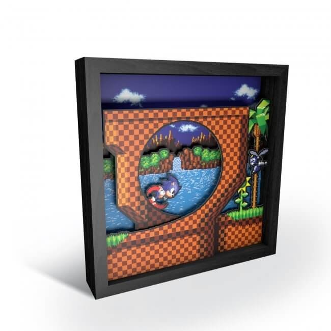Sega Sonic the Hedgehog Shadow Box Pixel Frame 9″x9″ Officially Licensed