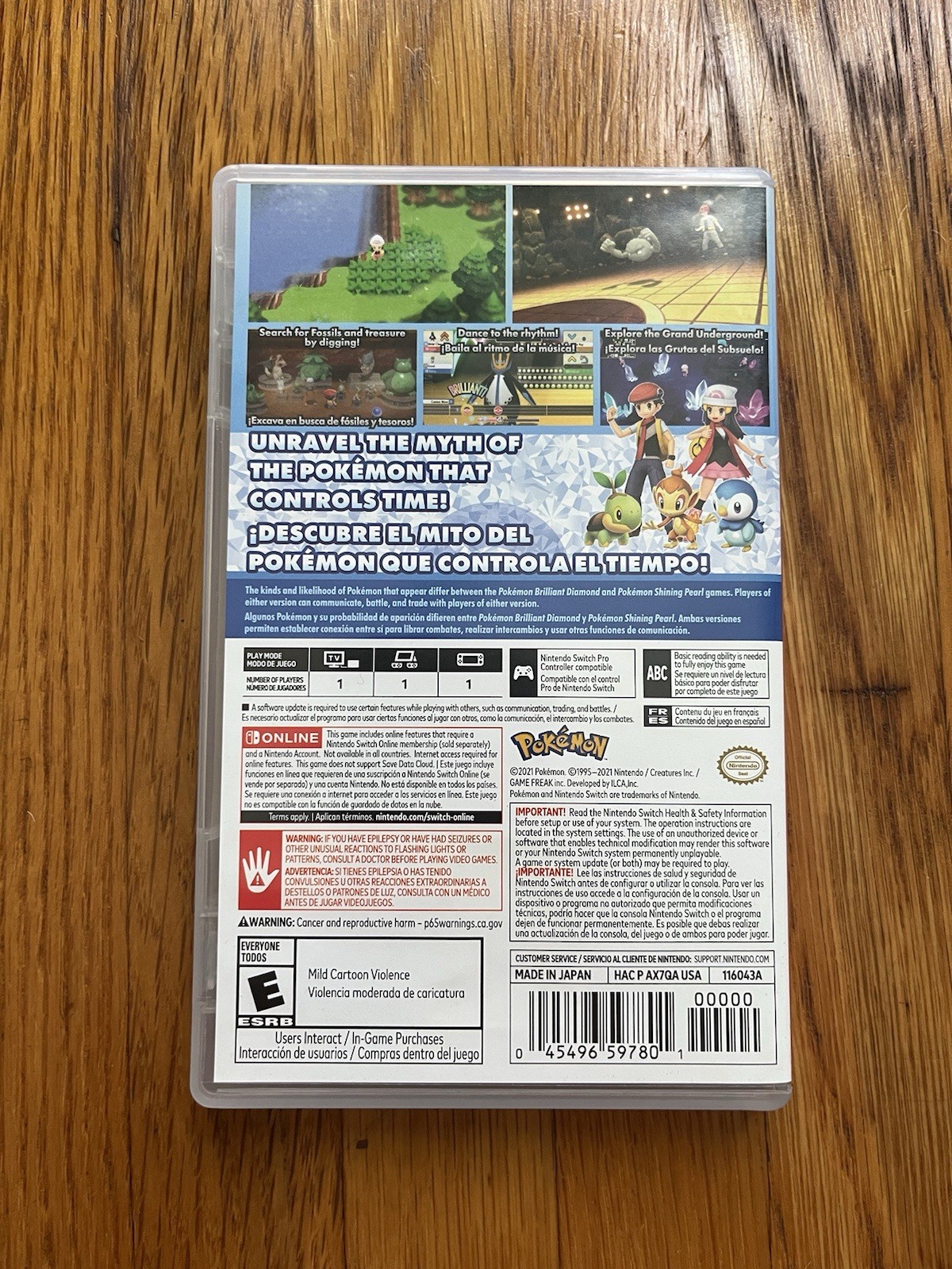 Pokémon Brilliant Diamond Nintendo Switch Working w/Case