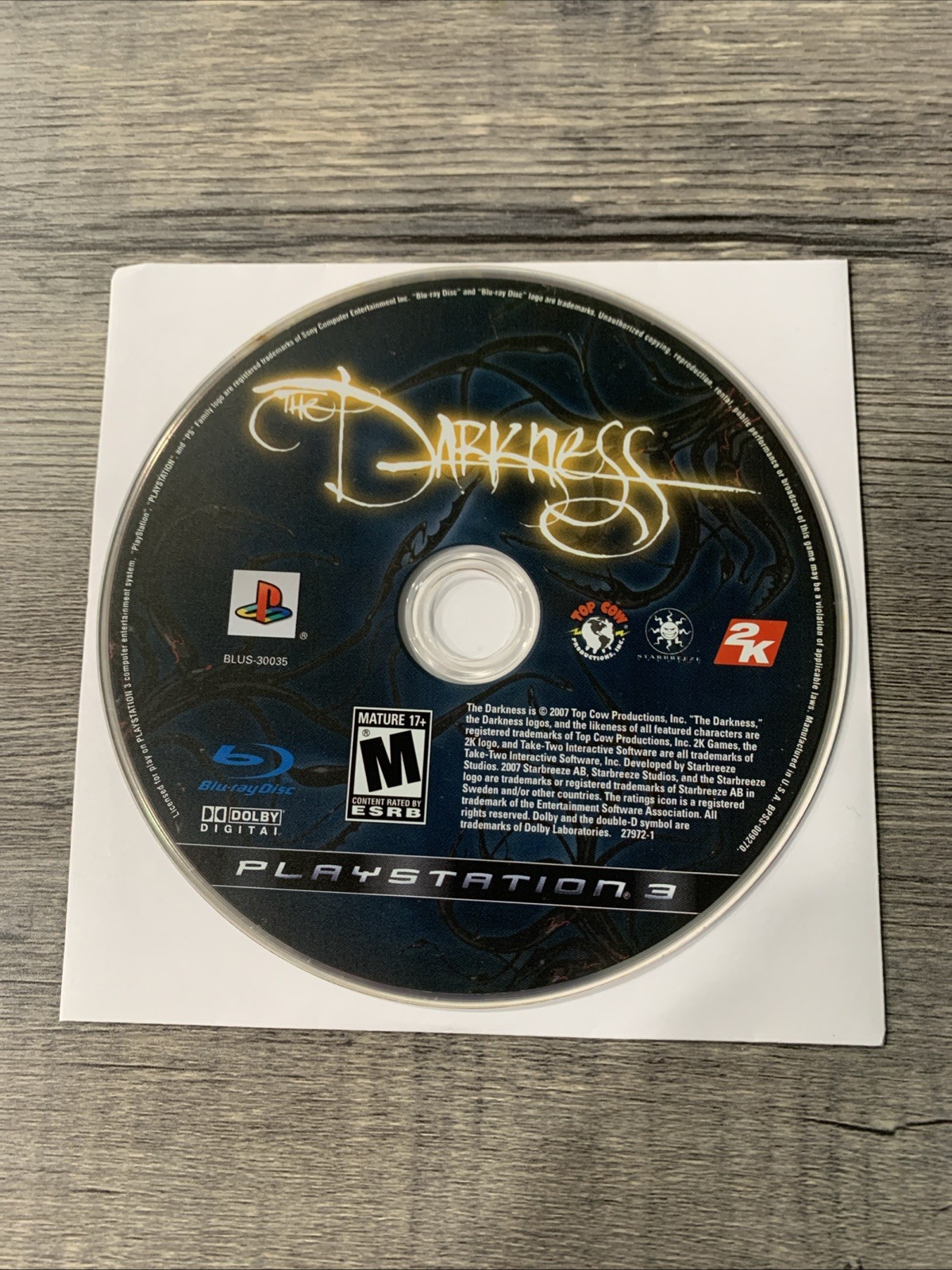 The Darkness CD ONLY (Sony PlayStation 3, 2007)