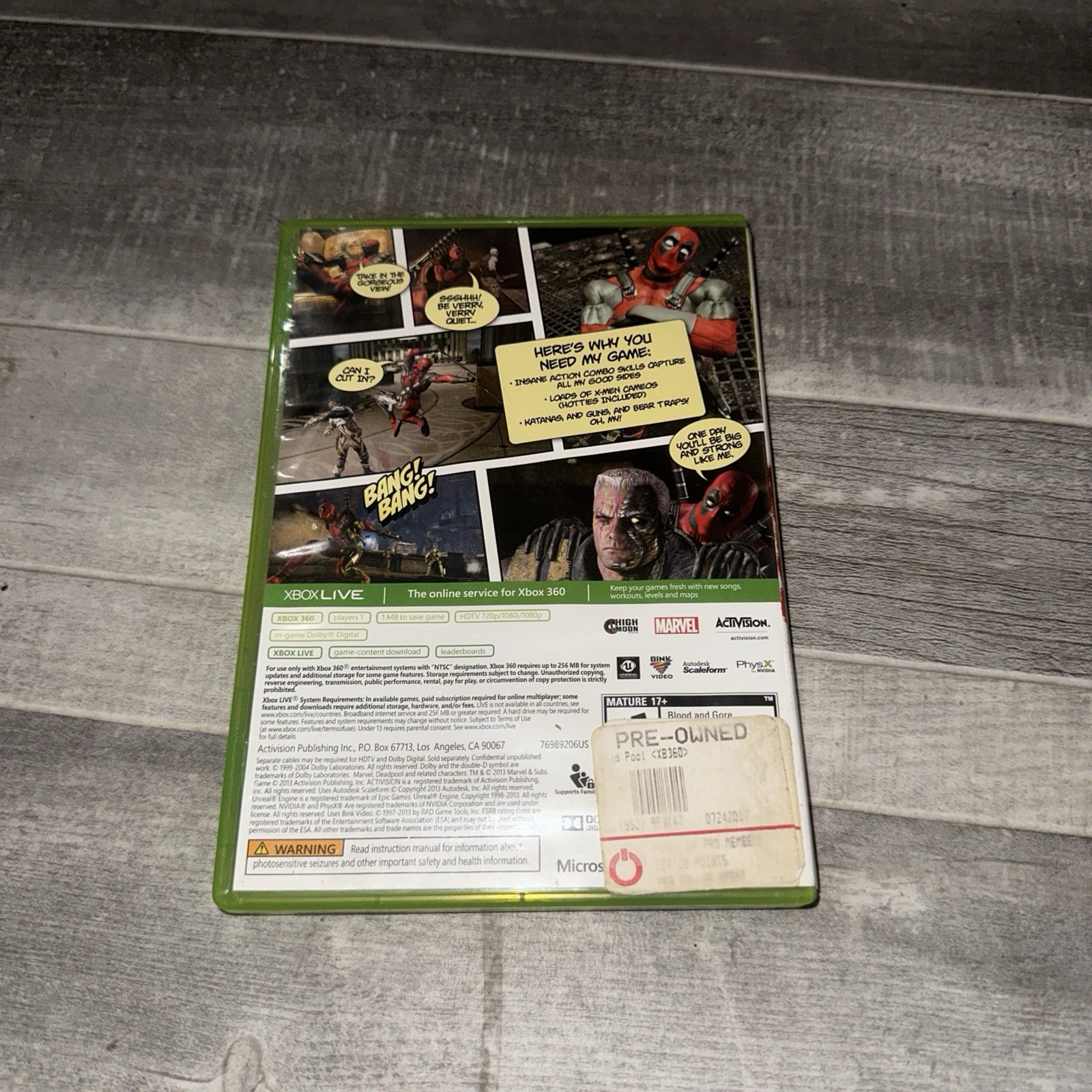 Deadpool (Microsoft Xbox 360, 2013) No Manual Tested Working
