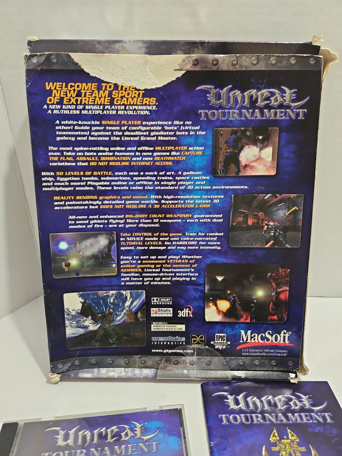 Unreal Tournament PC CD-ROM Big Box Vintage FPS Epic Games / GT Interactive 1999