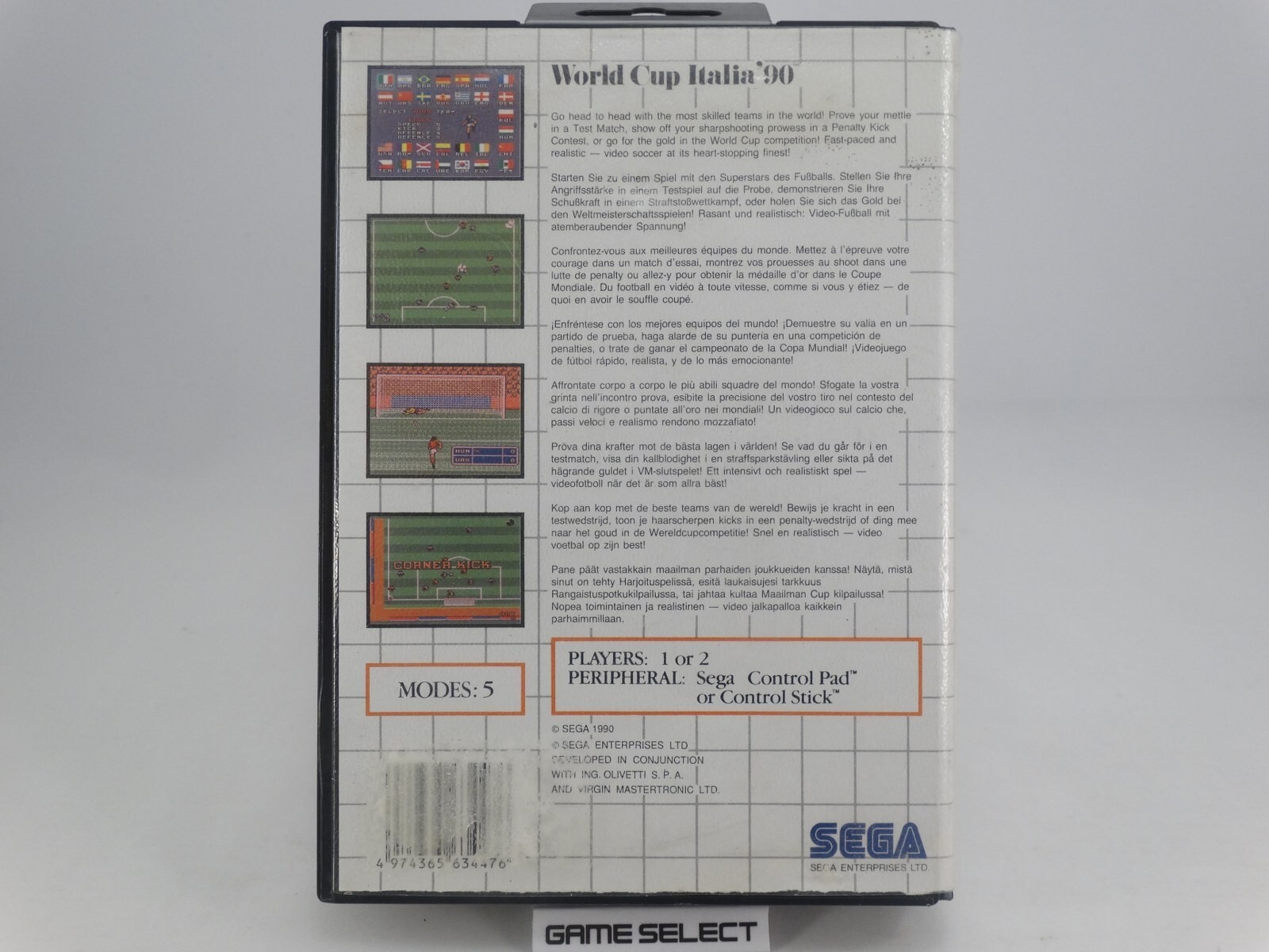 WORLD CUP ITALY ’90 1990 SEGA MASTER SYSTEM PAL EU EUR ITA ITALIAN ORIGINAL