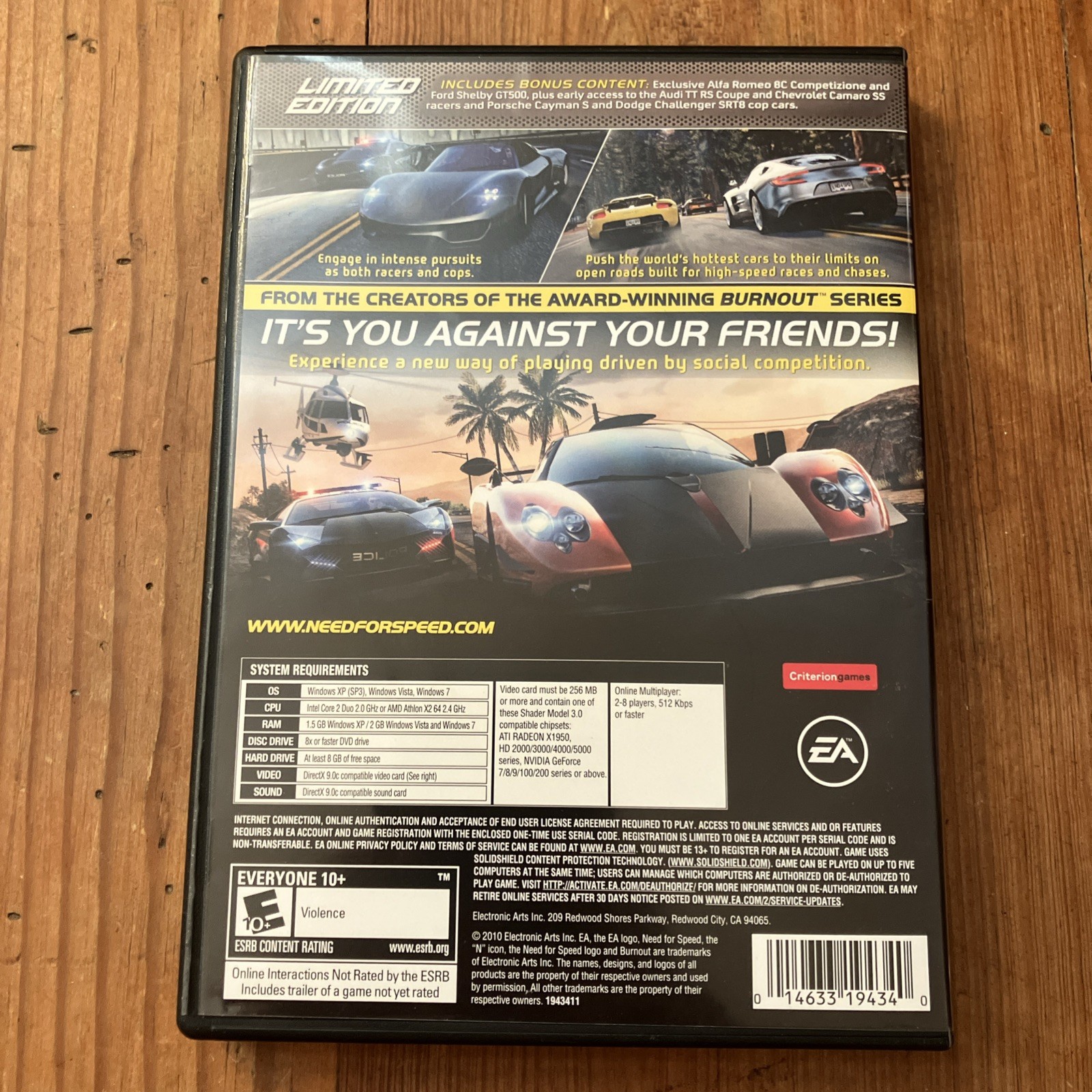 Need For Speed : Hot Pursuit Limited Edition PC DVD-ROM Game 2010 w/ Key