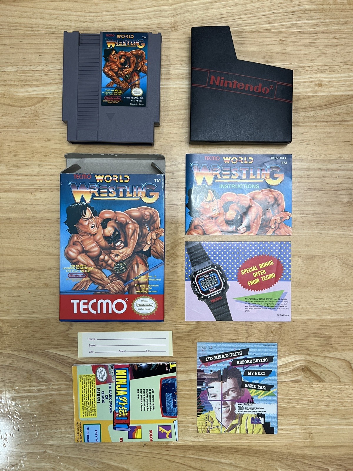 Tecmo World Wrestling Nintendo (NES, 1990) Complete in Box CIB Tested